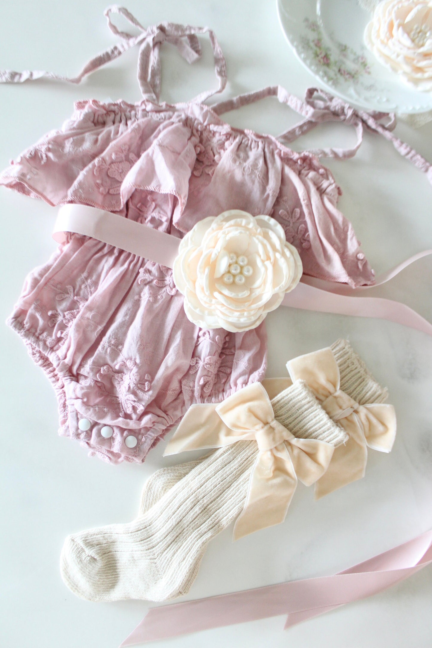 Easter Spring Boho Baby Girl Lace Floral Baby Romper, Coming Home, 1st Birthday Summer Outfit, Lace Romper Jumpsuit Jumper Dress
