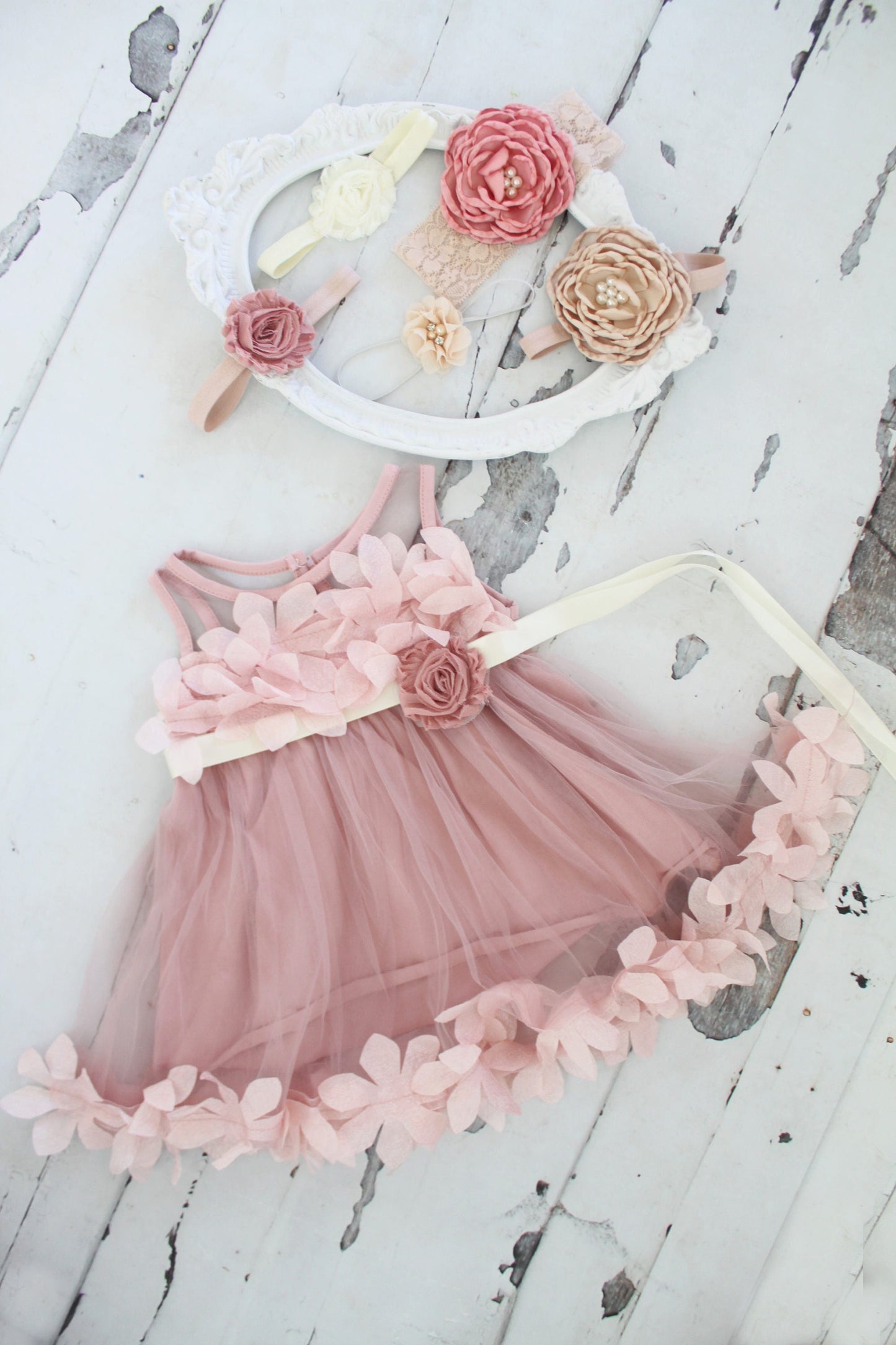Baby Girl Birthday Dress & Lace, Velvet or Satin Rose Headband 1st Birthday Outfit, Mother's Day, Summer Sisters Matching Sz 1-8 Years
