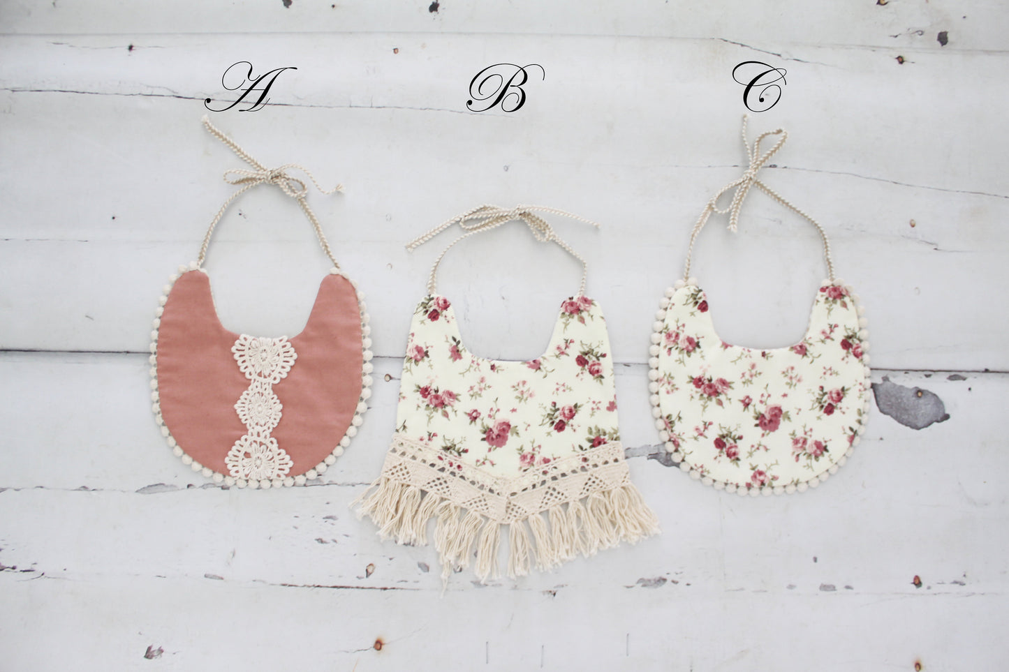 Easter Valentine Sweet Boho Baby Girl Bibs. Reversible Vintage Florals Lace. Boho Bandana Bib, Newborn, Coming Home Outfit 1st Birthday Bib