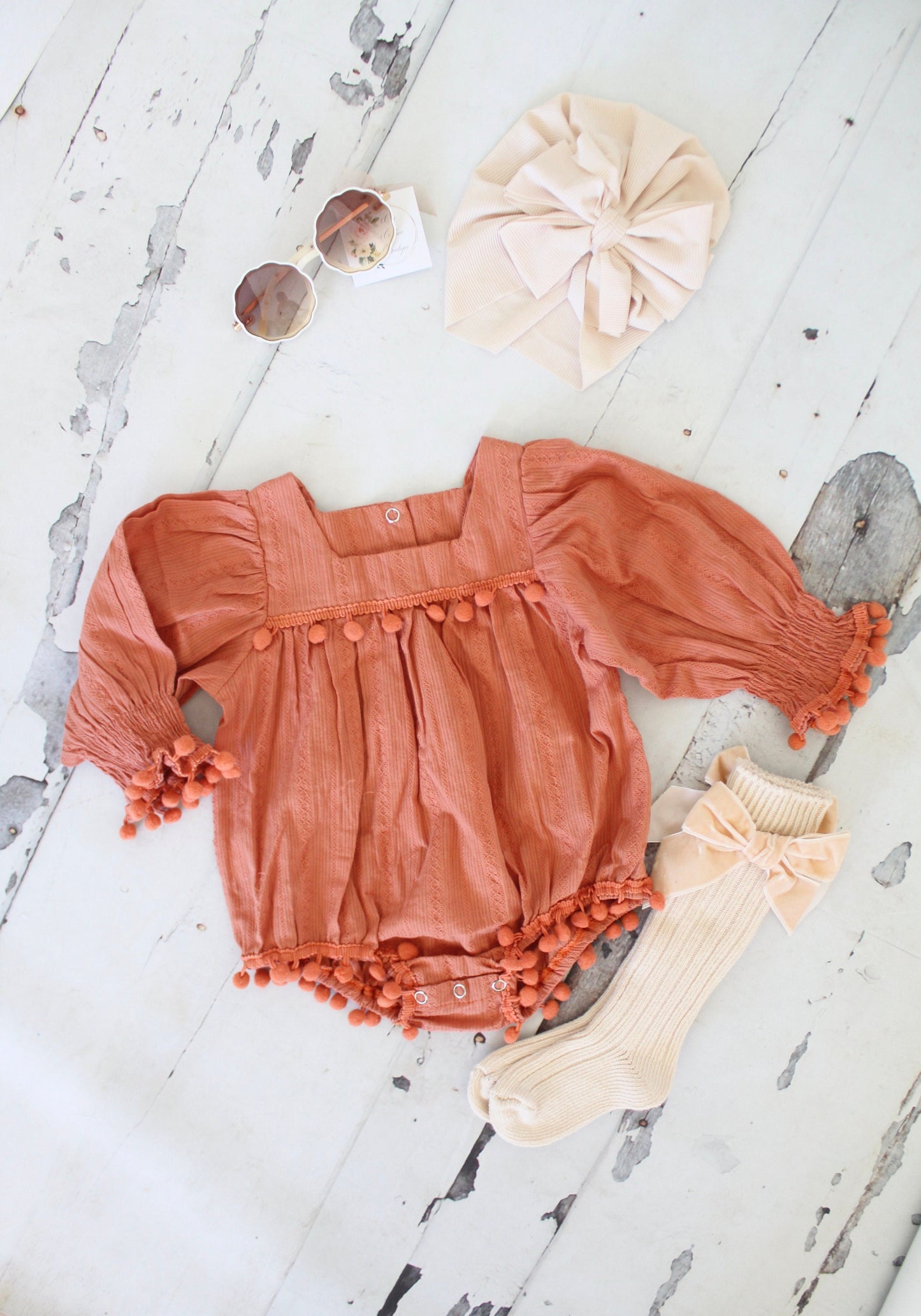 Boho Chic Baby Girl's Romper, Girl Ginger Fall Autumn Winter Outfit, Rustic Baby Romper Girl Outfit, 1st Birthday, Thanksgiving Christmas