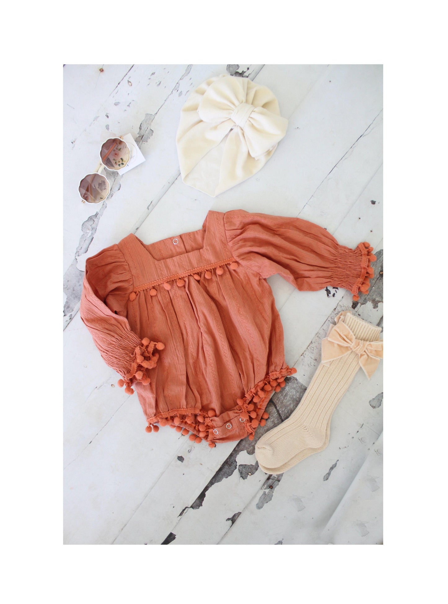 Boho Chic Baby Girl's Romper, Girl Ginger Fall Autumn Winter Outfit, Rustic Baby Romper Girl Outfit, 1st Birthday, Thanksgiving Christmas