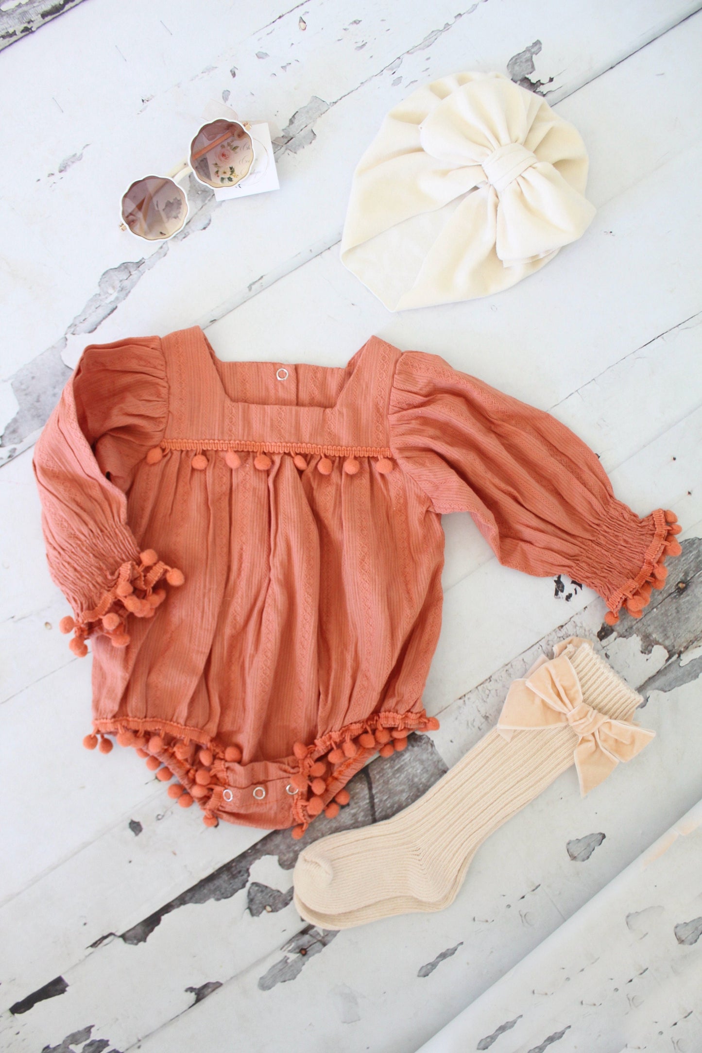 Boho Chic Baby Girl's Romper, Girl Ginger Fall Autumn Winter Outfit, Rustic Baby Romper Girl Outfit, 1st Birthday, Thanksgiving Christmas
