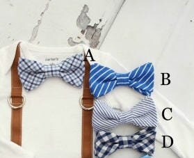 Newborn Baby Boy Coming Home Outfit Set. Seer Sucker Bow Tie Suspender Bodysuit, Knit Pants & Seer Sucker Newsboy Hat Tie Summer Holiday