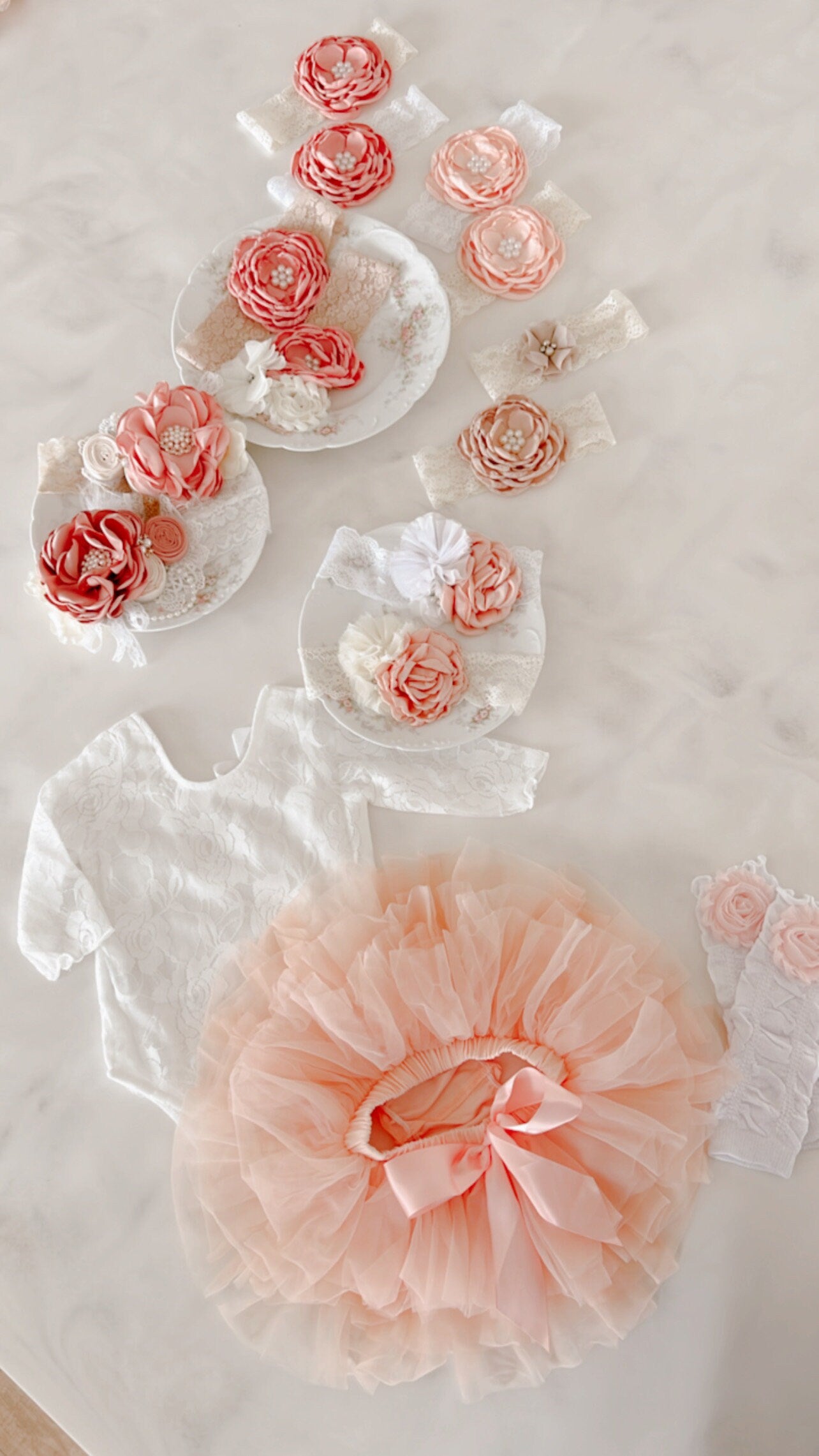 White Lace Bodysuit w Ties, Tutu Pettiskirt, Headband or Leg Warmers. Baby Girl Lovely Boho Outift, Flower Girl, Summer Outfit, 1st Birthday