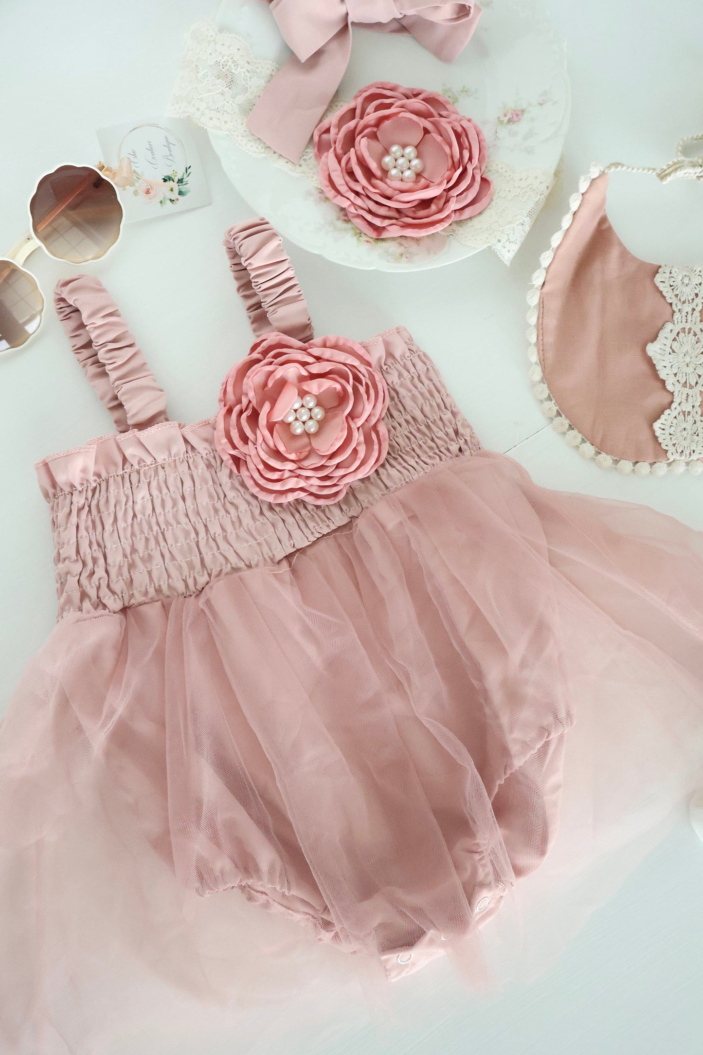 Baby Girl Christmas Holiday Boho Tulle Dress Romper, Hot Pink Chiffon Rose Bow Coming Home Outfit Baby Shower Gift Newborn Coming Home