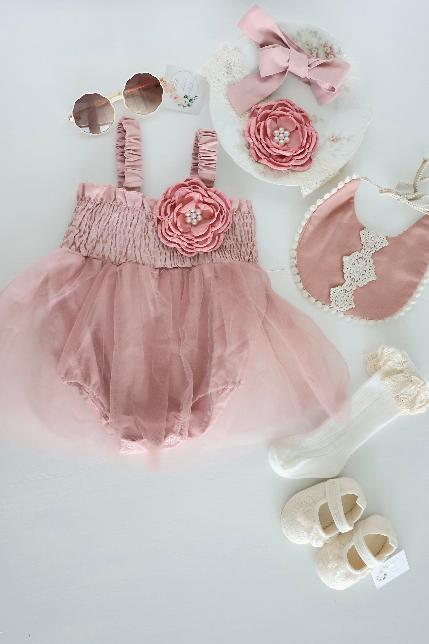 Baby Girl Christmas Holiday Boho Tulle Dress Romper, Hot Pink Chiffon Rose Bow Coming Home Outfit Baby Shower Gift Newborn Coming Home
