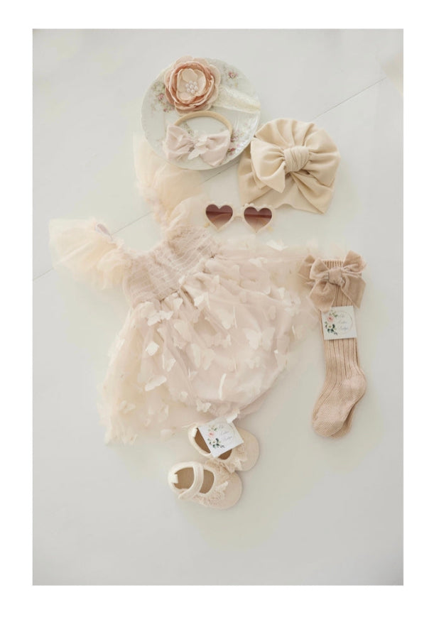 Arabella Butterfly Romper Dress With Matching Bow Headband