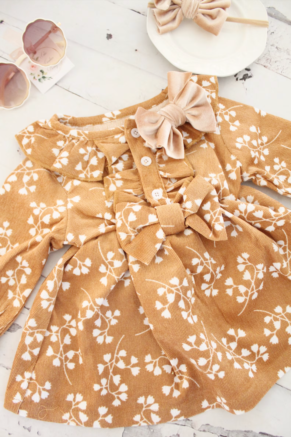 Corduroy Pumpkin Spice Fall Dress for Baby Girl