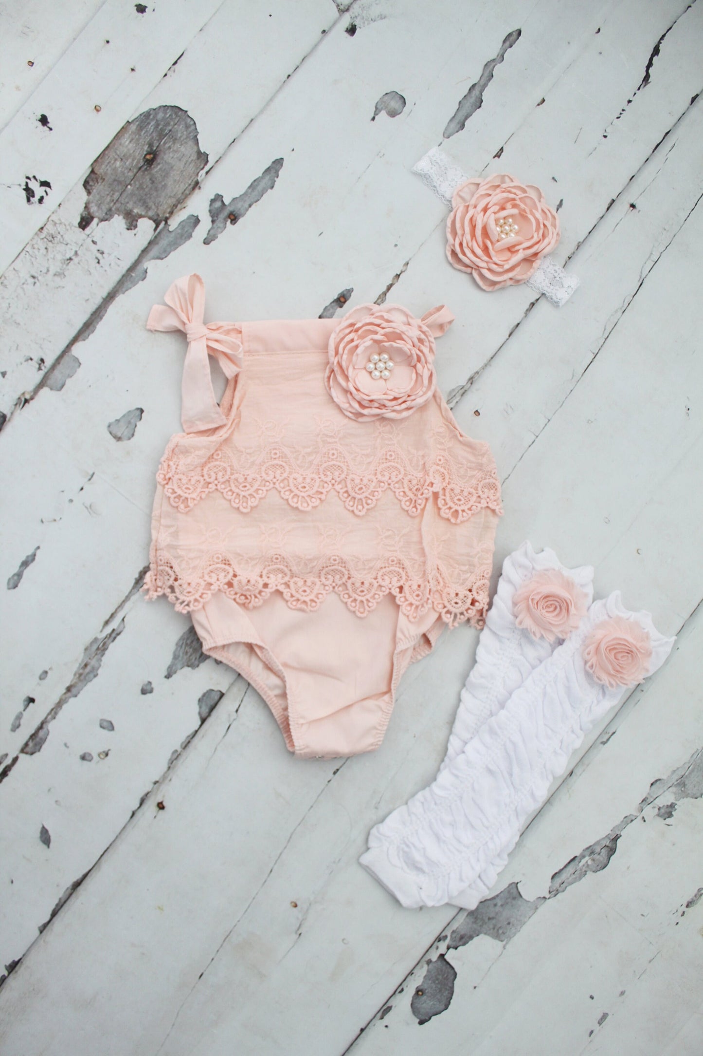 Summer Boho Chic Blush Pink Lace Romper & Headband. Newborn Baby Girl Coming Home Outfit, 1st Birthday Outfit Summer Set Mommy me