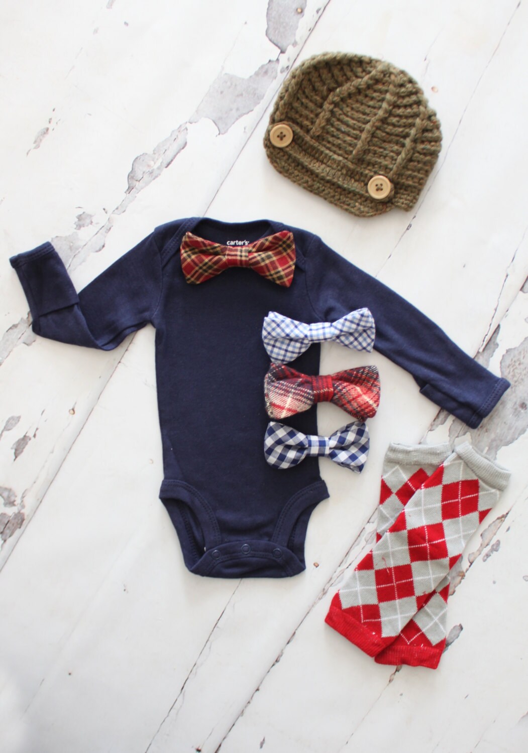 Thanksgiving preppy Baby Outfit, Newborn Baby Boy Coming Home Outfit Set, 1st Birthday Outfit. Bow Tie Bodysuit, Leg Warmers, Hat Summer