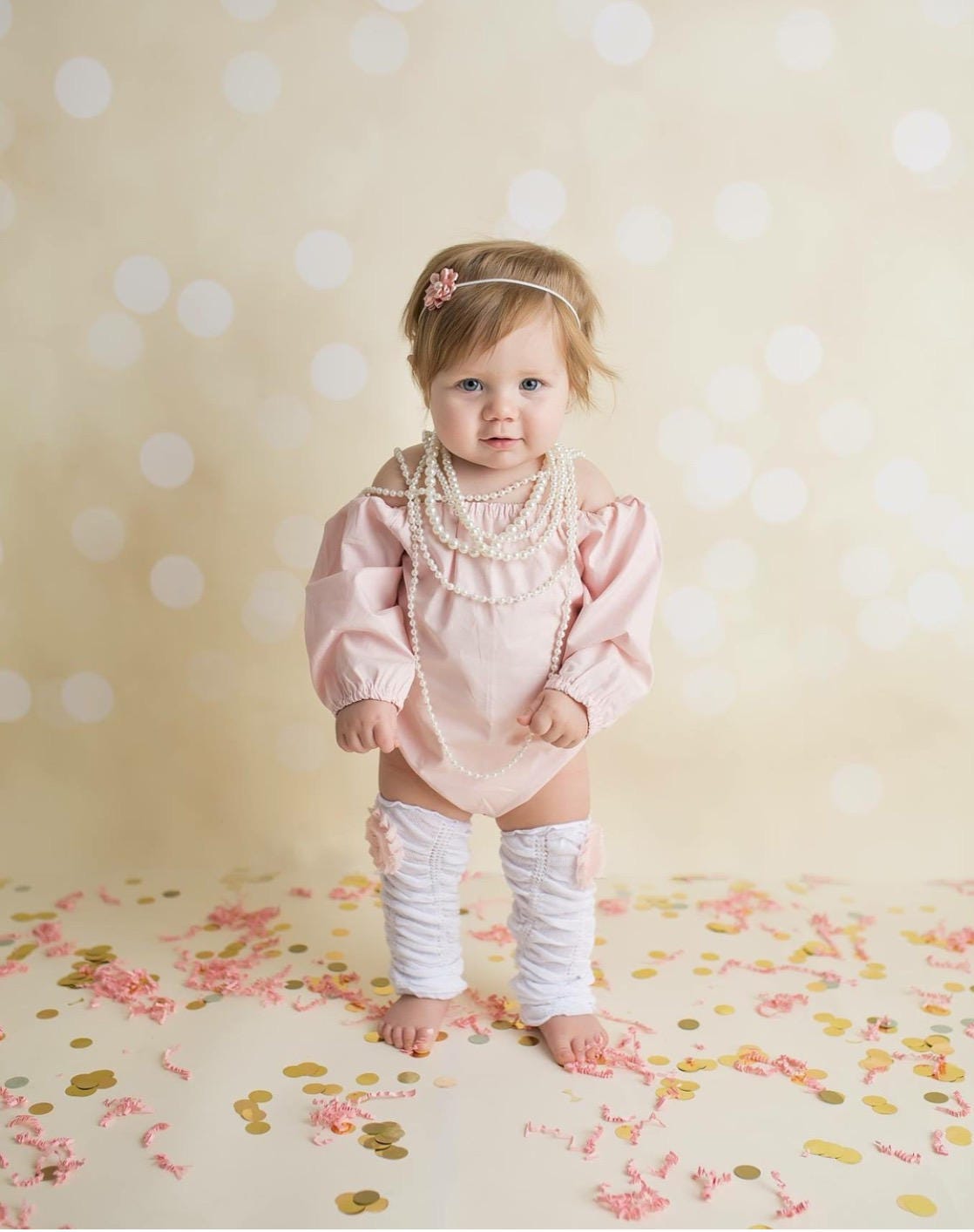 Easter Mother's Day Boho Chic Blush Pink Off the Shoulder Romper, Leg Warmers Headband. Newborn Baby Girl Coming Home Outfit, 1st Birthday