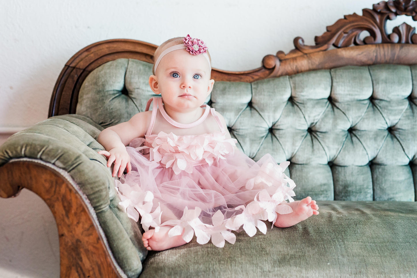 Christmas Holiday Baby Girl Birthday Dress w Sash& Lace, Velvet or Satin Rose Headband 1st Birthday Outfit Sisters Matching Sz 1-8 Yrs