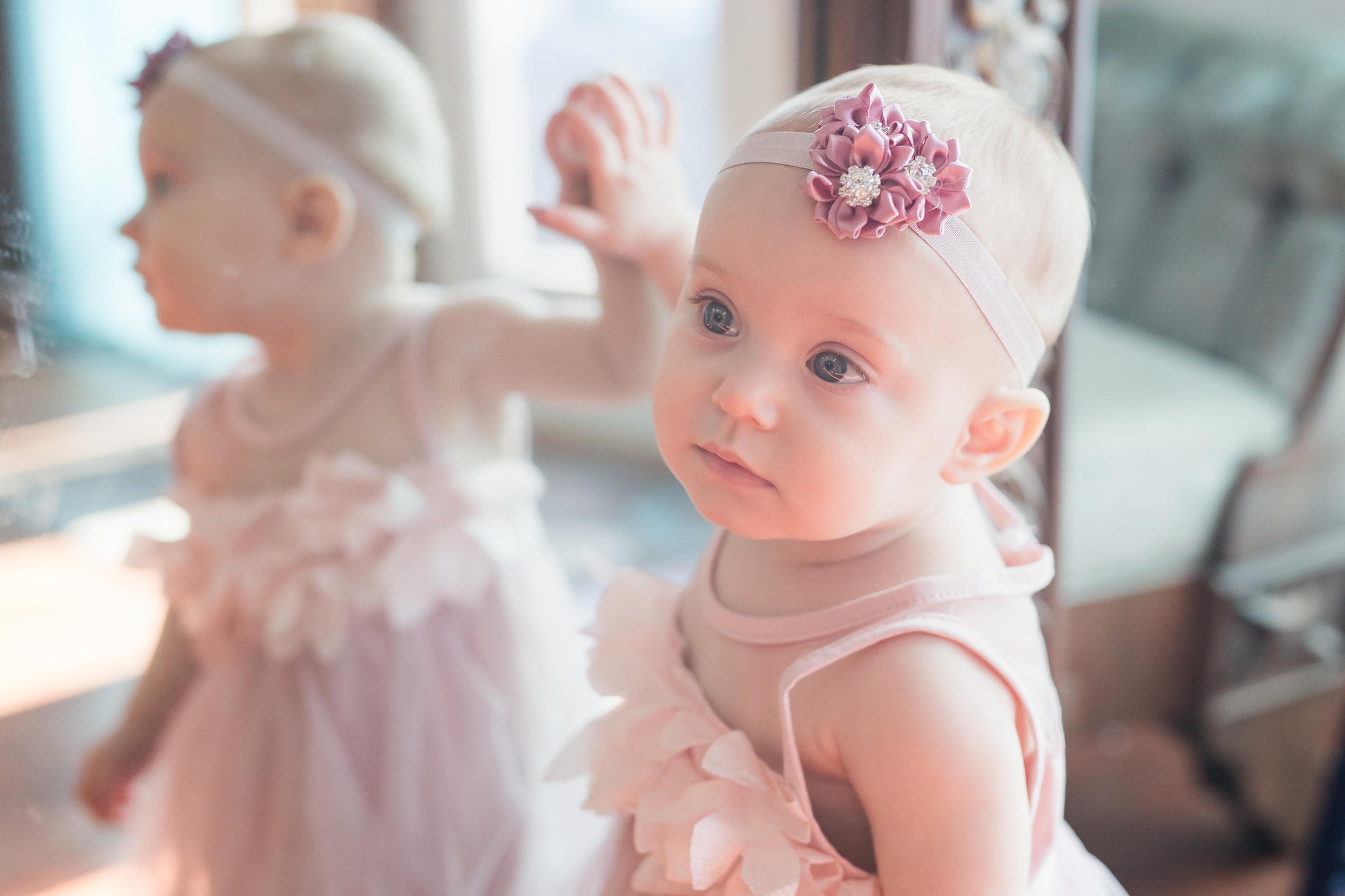 Easter Baby Girl Birthday Dress, Sash & Lace Velvet Headband 1st Birthday Dress Sisters Matching Sz 3-6 Months to 8 Years Flower Girl