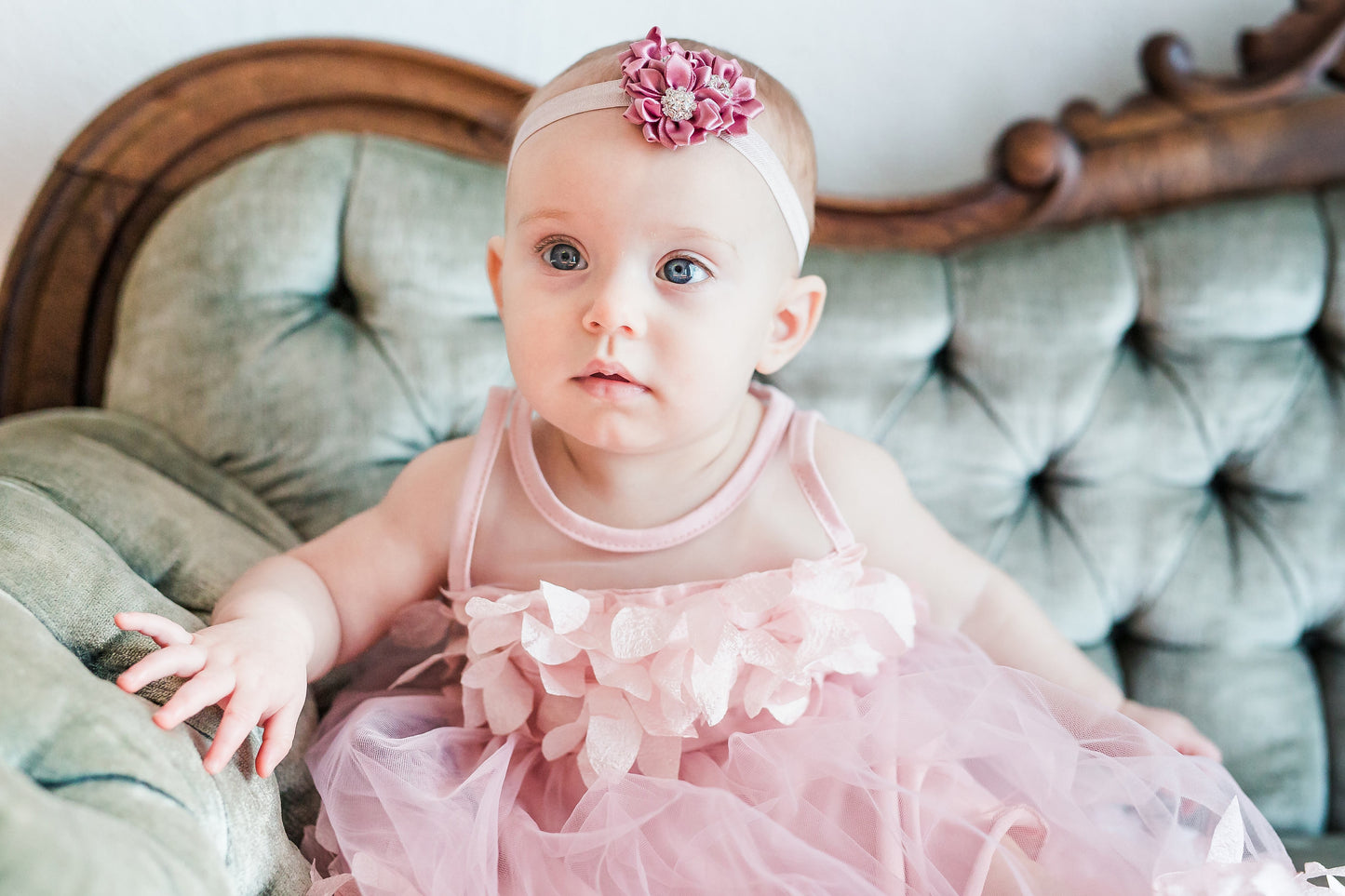 Christmas Holiday Baby Girl Birthday Dress w Sash& Lace, Velvet or Satin Rose Headband 1st Birthday Outfit Sisters Matching Sz 1-8 Yrs