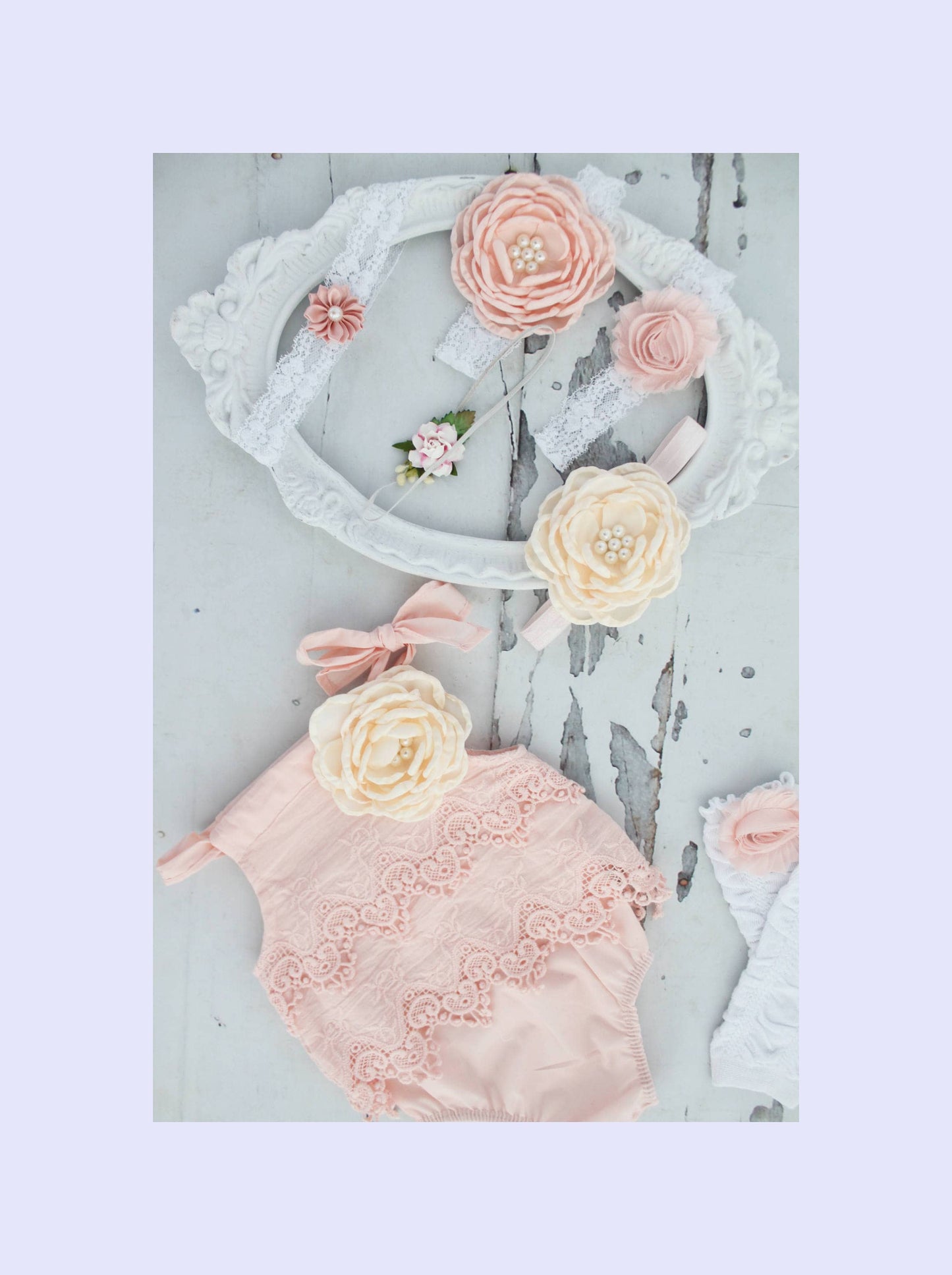 Summer Boho Chic Blush Pink Lace Romper & Headband. Newborn Baby Girl Coming Home Outfit, 1st Birthday Outfit Easter Set Mommy me