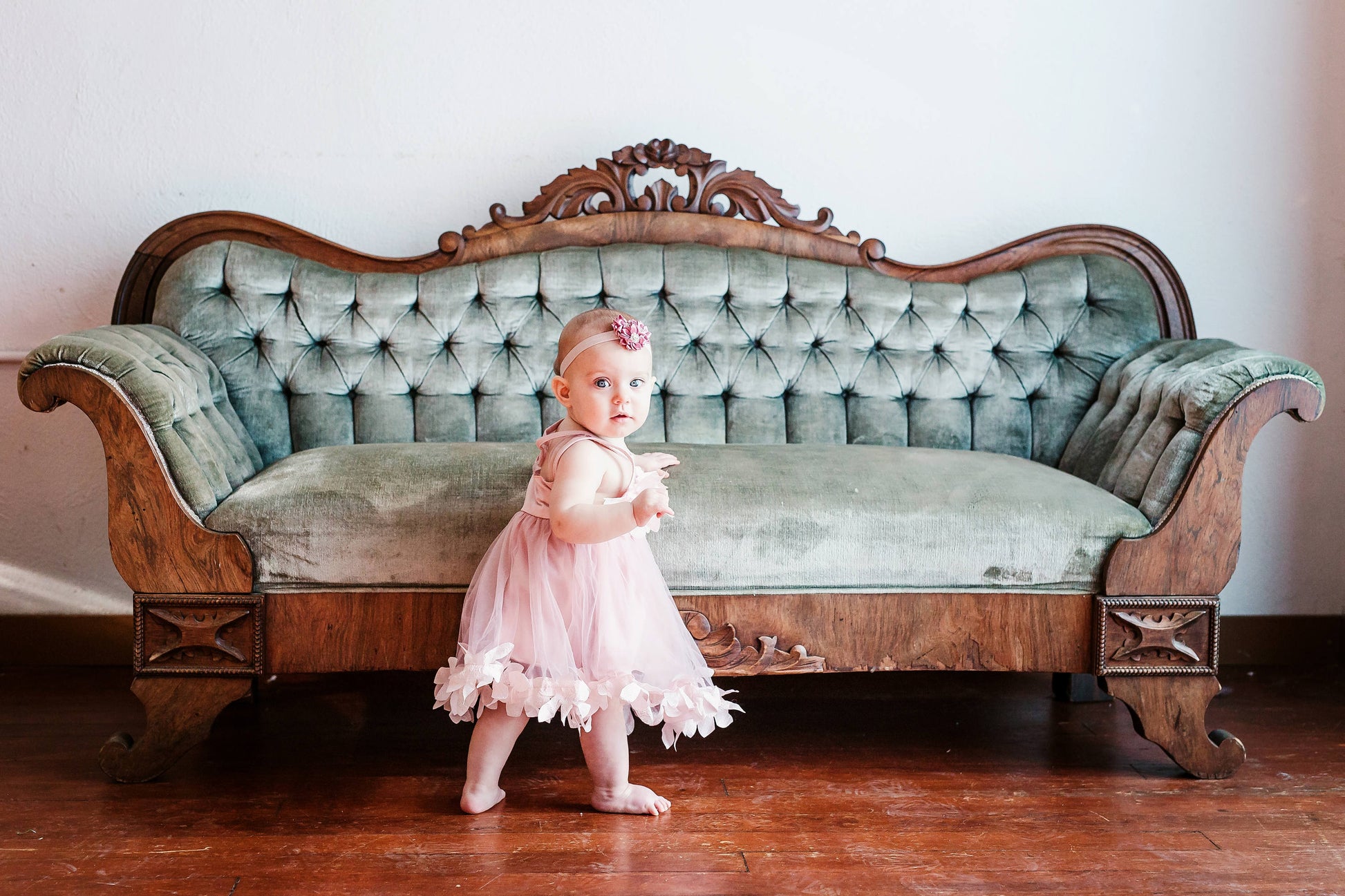 Christmas Holiday Baby Girl Birthday Dress w Sash& Lace, Velvet or Satin Rose Headband 1st Birthday Outfit Sisters Matching Sz 1-8 Yrs