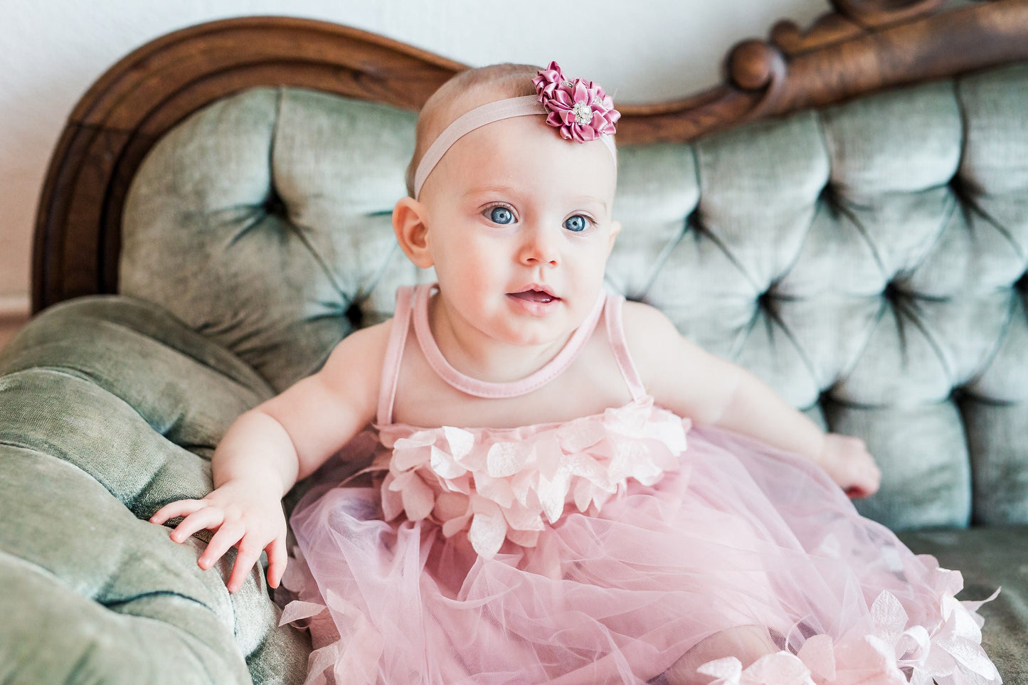 Easter Baby Girl Birthday Dress, Sash & Lace Velvet Headband 1st Birthday Dress Sisters Matching Sz 3-6 Months to 8 Years Flower Girl