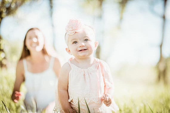 Summer Boho Chic Blush Pink Lace Romper & Headband. Newborn Baby Girl Coming Home Outfit, 1st Birthday Outfit Mommy me Baby Shower Gift Prop