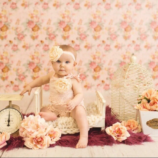 Summer Boho Chic Blush Pink Lace Romper & Headband. Newborn Baby Girl Coming Home Outfit, 1st Birthday Outfit Easter Set Mommy me