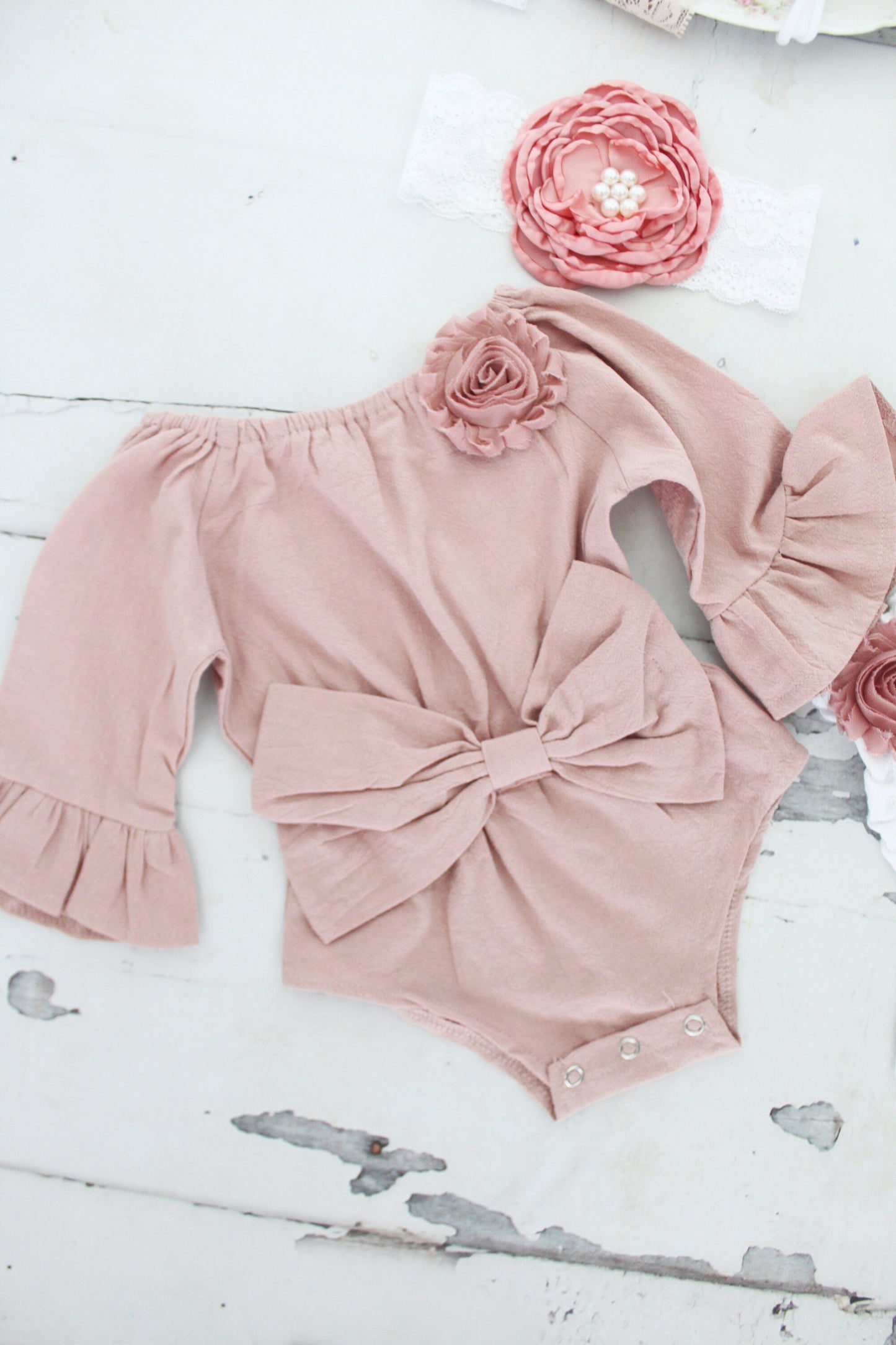 Boho Baby Easter Spring Girl Chic Long Sleeve Romper Bow Leggings & Headband Newborn Baby Girl Coming Home Outfit 1st Birthday Vintage Pink