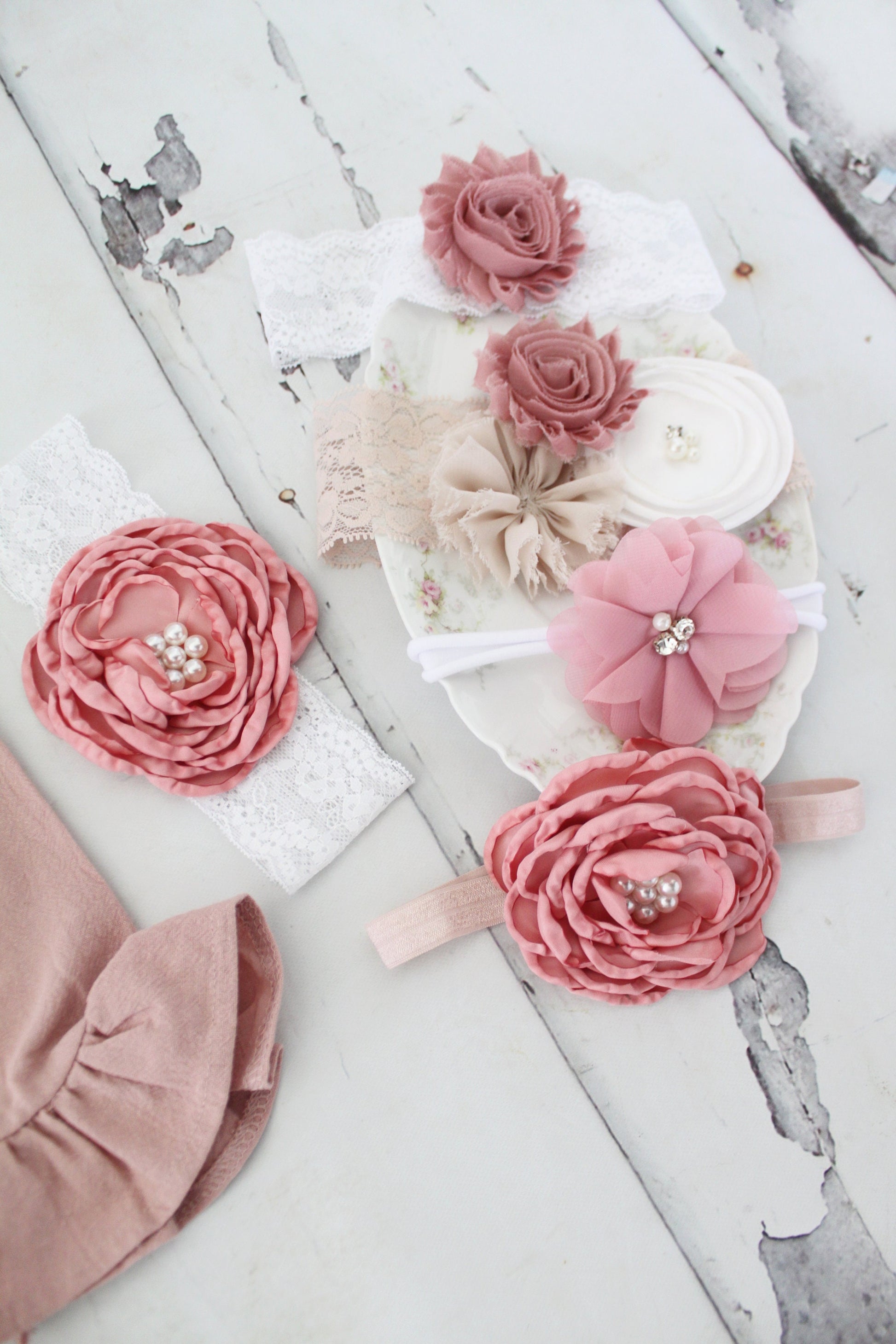 Easter Boho Chic Long Sleeve Romper w Bow, Leggings & Headband. Newborn Baby Girl Coming Home Outfit 1st Birthday Outfit Pink Mauve