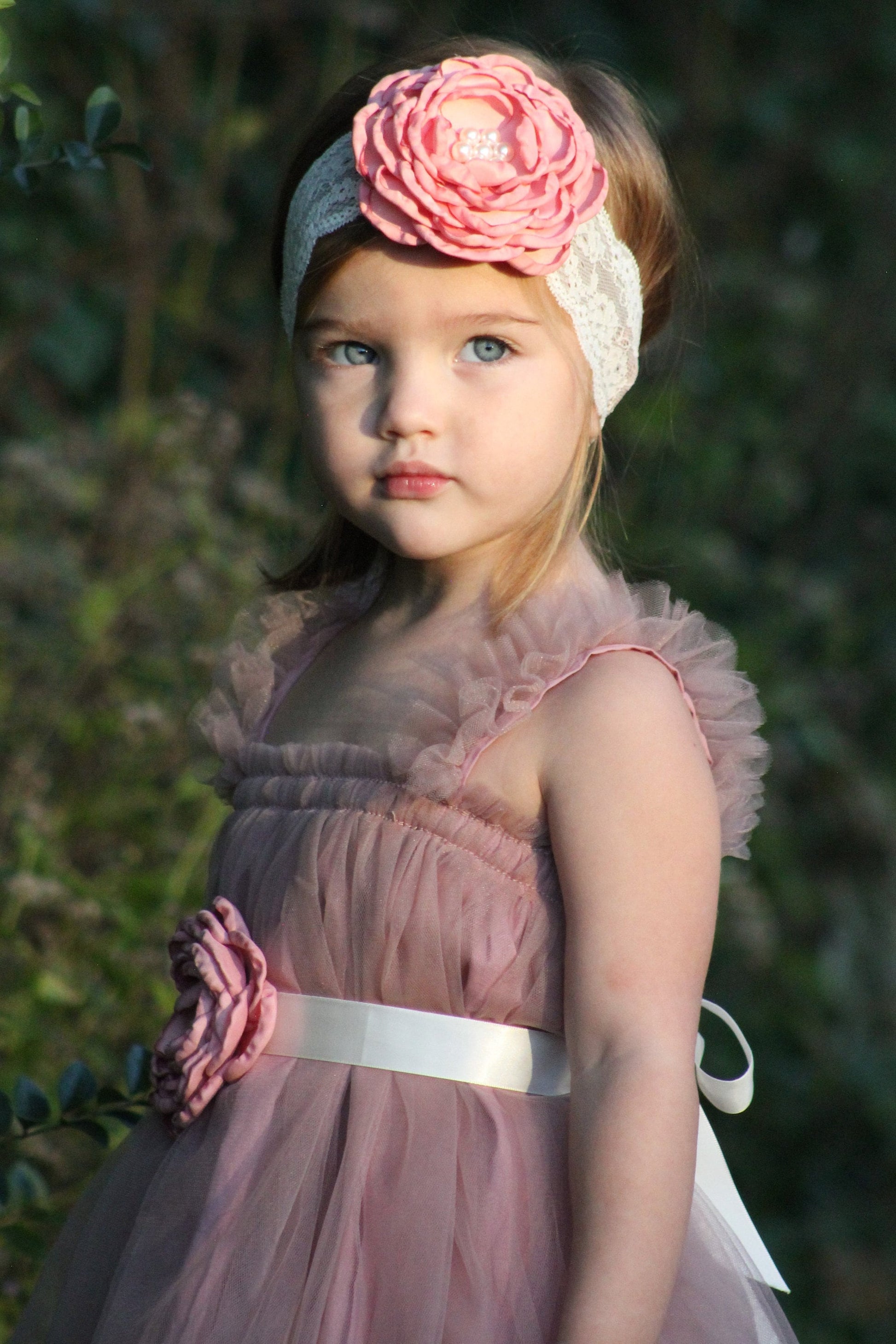 Valentine's Day Baby Girl Birthday Tutu Tulle Dress, Sash, & Lace Rose Headband, Easter Spring 1st Birthday Wedding Flower Girl pink dress