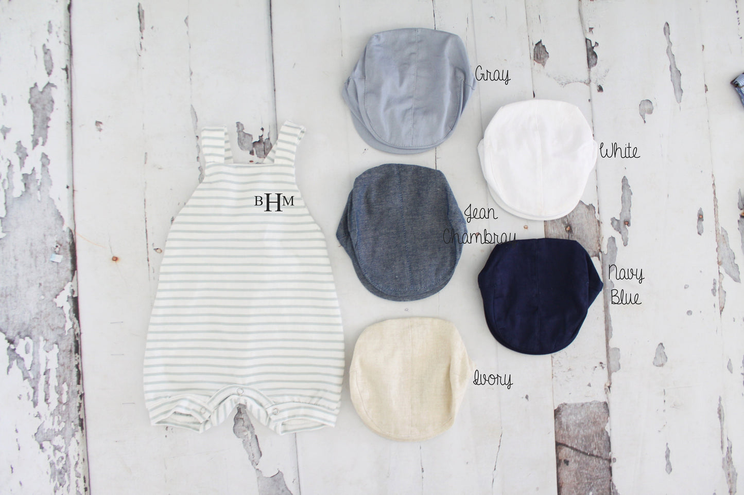 Thanksgiving Baby Boy Romper Monogram or Name Knit Gray/Green Stripe Newborn Baby Boy Coming Home Outfit 1st Birthday Newsboy Hat Overalls