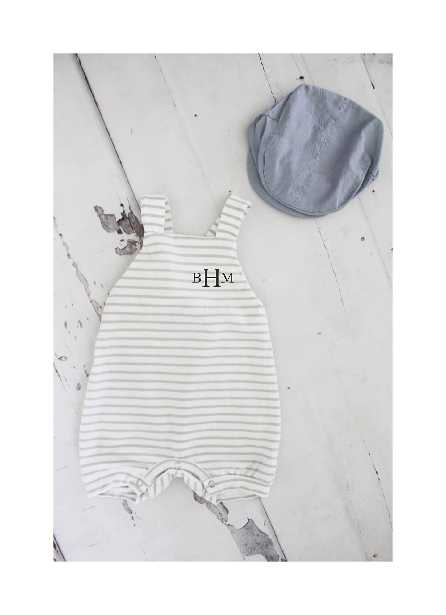 Thanksgiving Baby Boy Romper Monogram or Name Knit Gray/Green Stripe Newborn Baby Boy Coming Home Outfit 1st Birthday Newsboy Hat Overalls