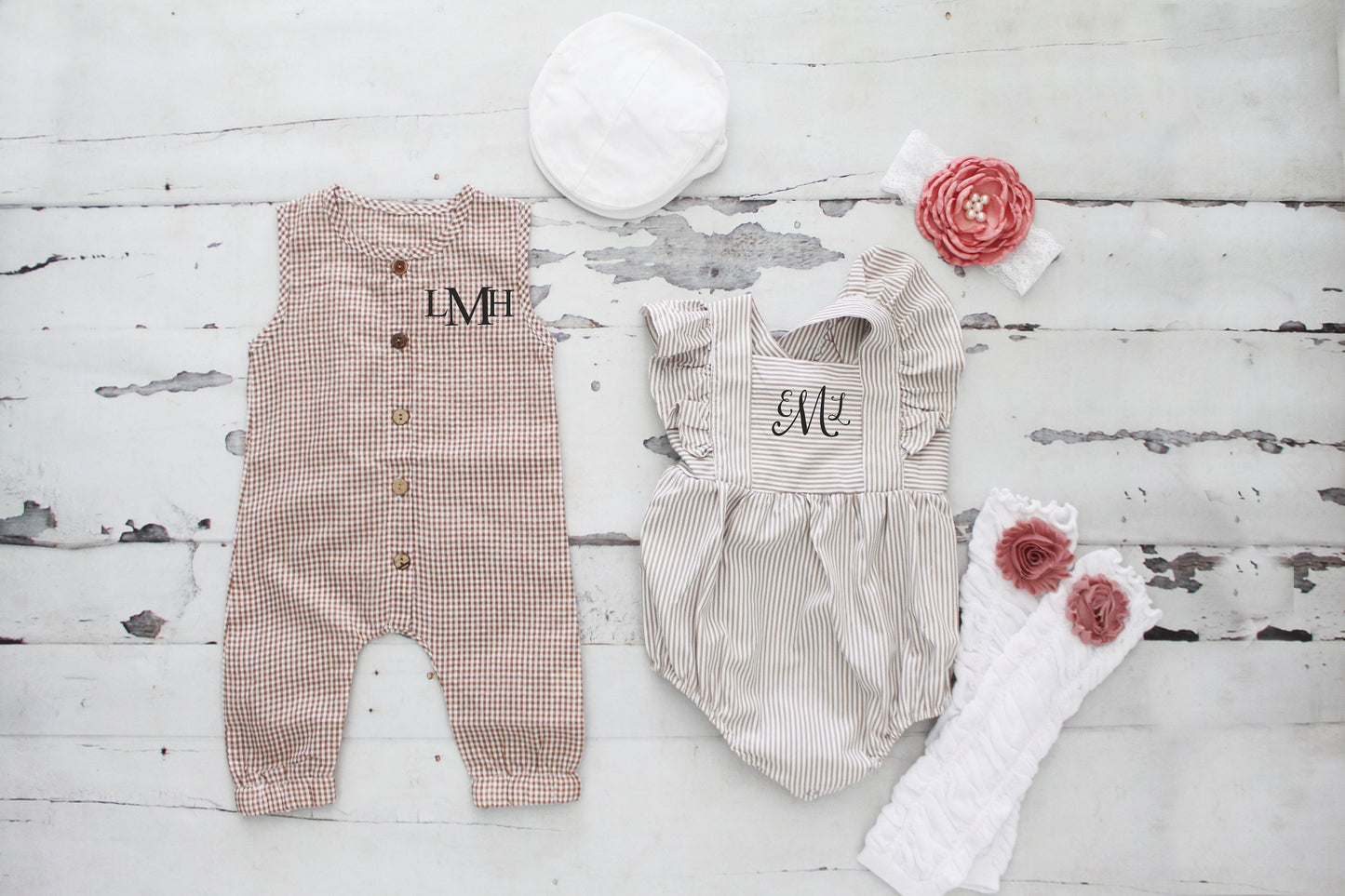 Easter Baby Boy Gingham Romper with Monogram or Name. Overalls Jumpsuit Newborn Baby Boy Coming Home Outfit, 1st Birthday Outfit Newsboy Hat