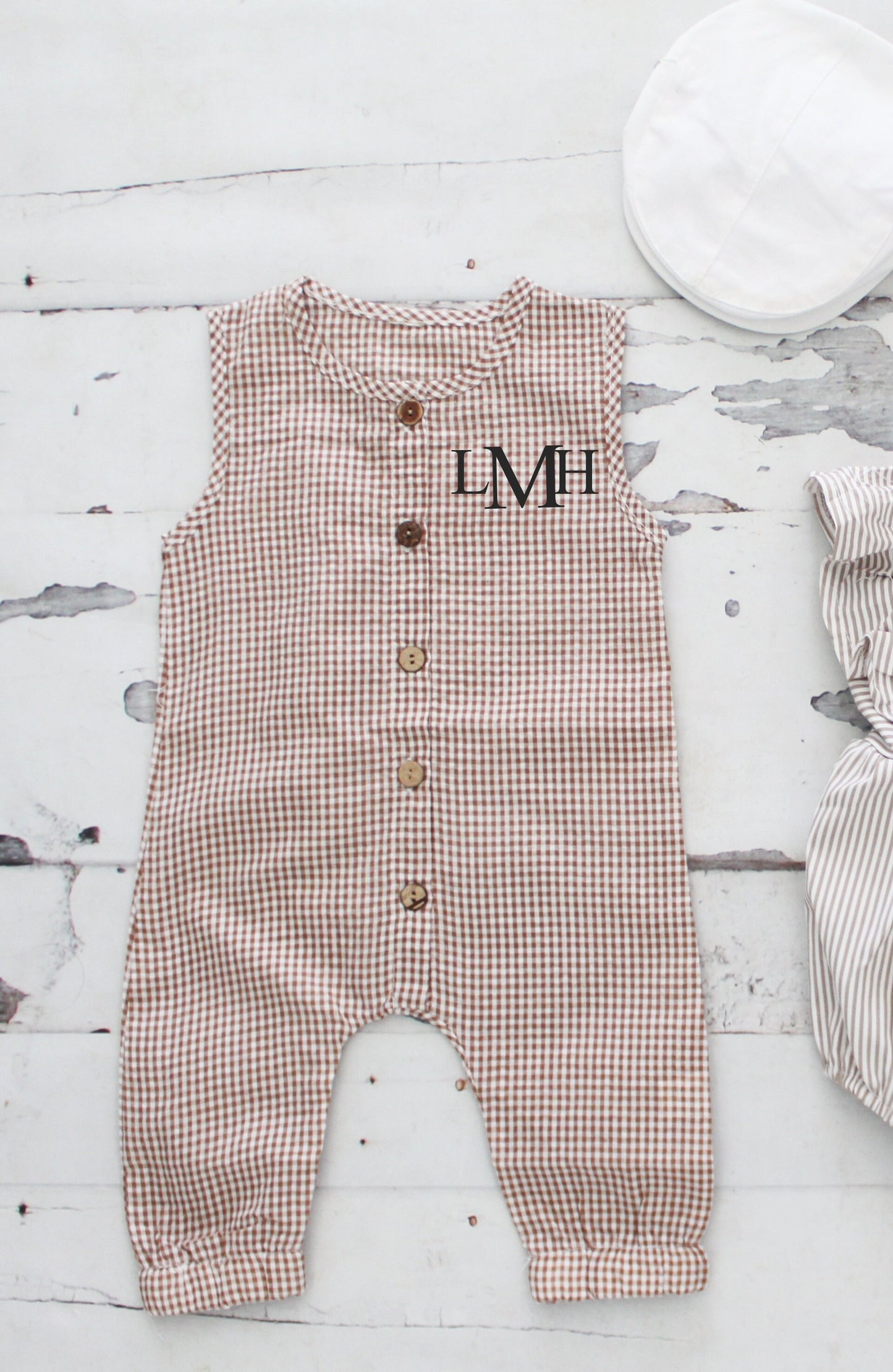 Easter Baby Boy Green Gingham Romper with Monogram or Name Overalls Jumpsuit Newborn Baby Coming Home Outfit 1st Birthday Set Newsboy Hat