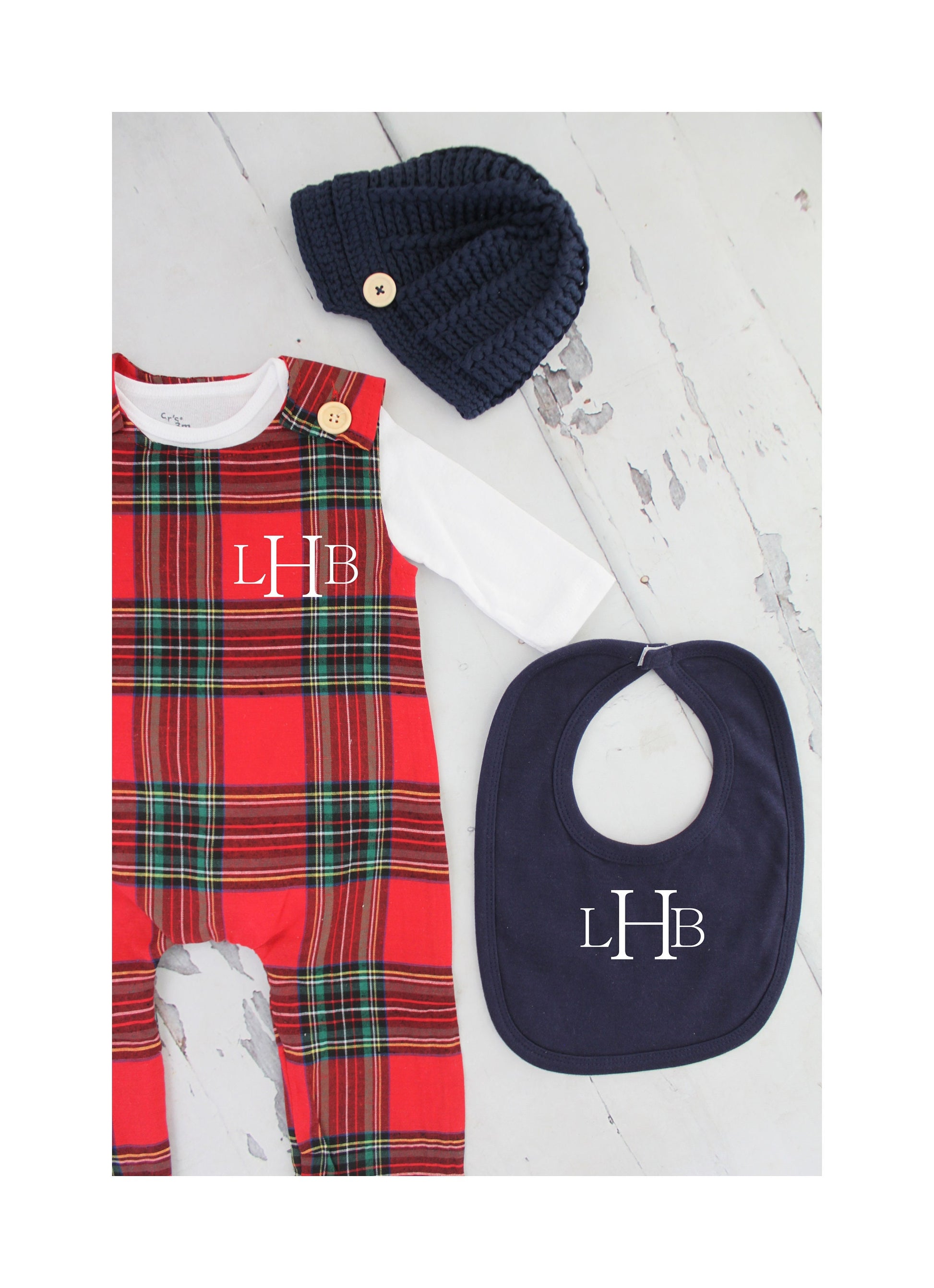 Christmas Holiday Baby Boy Jumpsuit Romper with Monogram or Name. Red Plaid Baby Boy Coming Home Outfit 1st Birthday Outfit Newsboy Hat