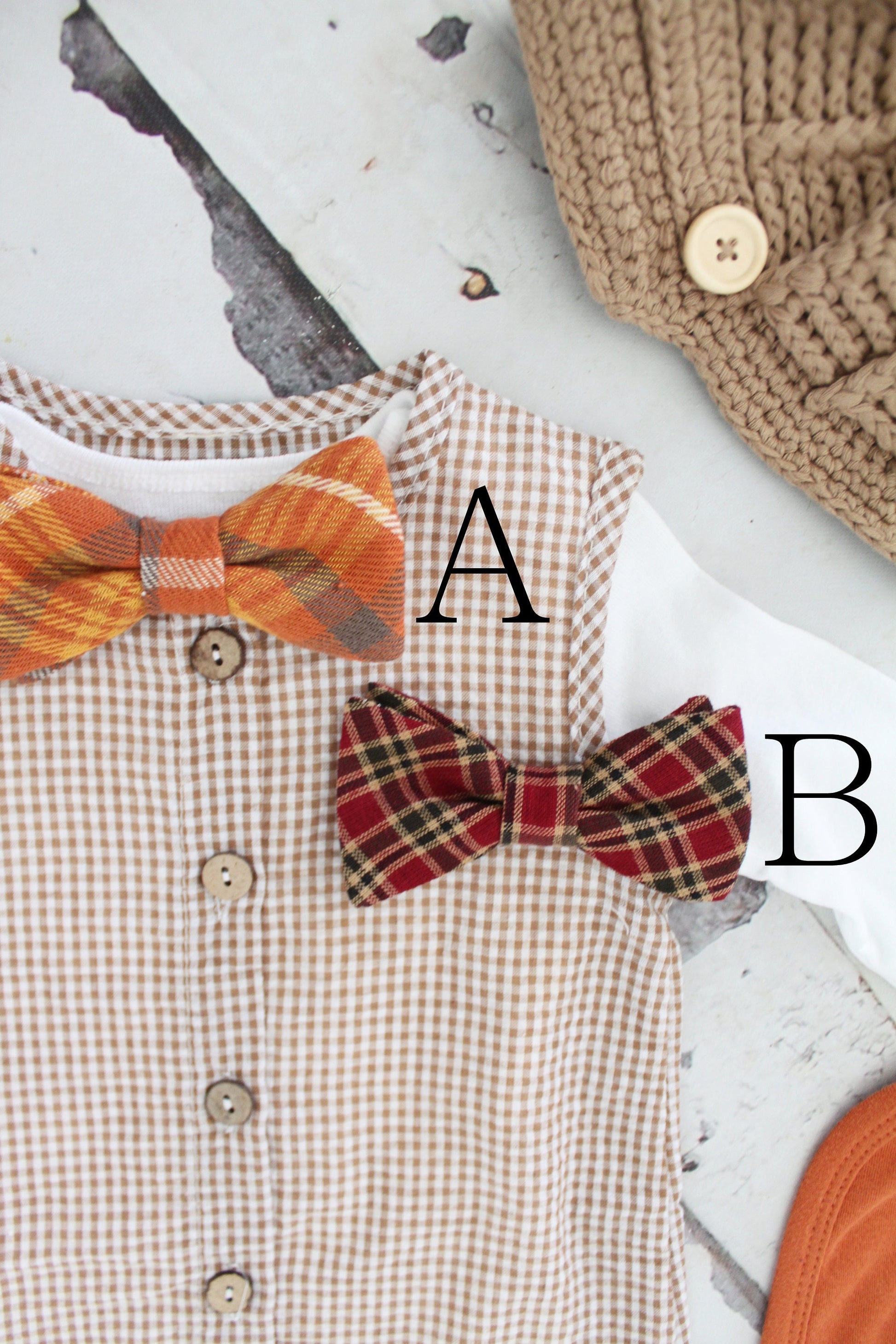 Christmas Holiday Baby Boy Gingham Jumpsuit Romper with Bow Tie Bodysuit Baby Boy Coming Home Outfit 1st Birthday Outfit Newsboy Hat Plaid