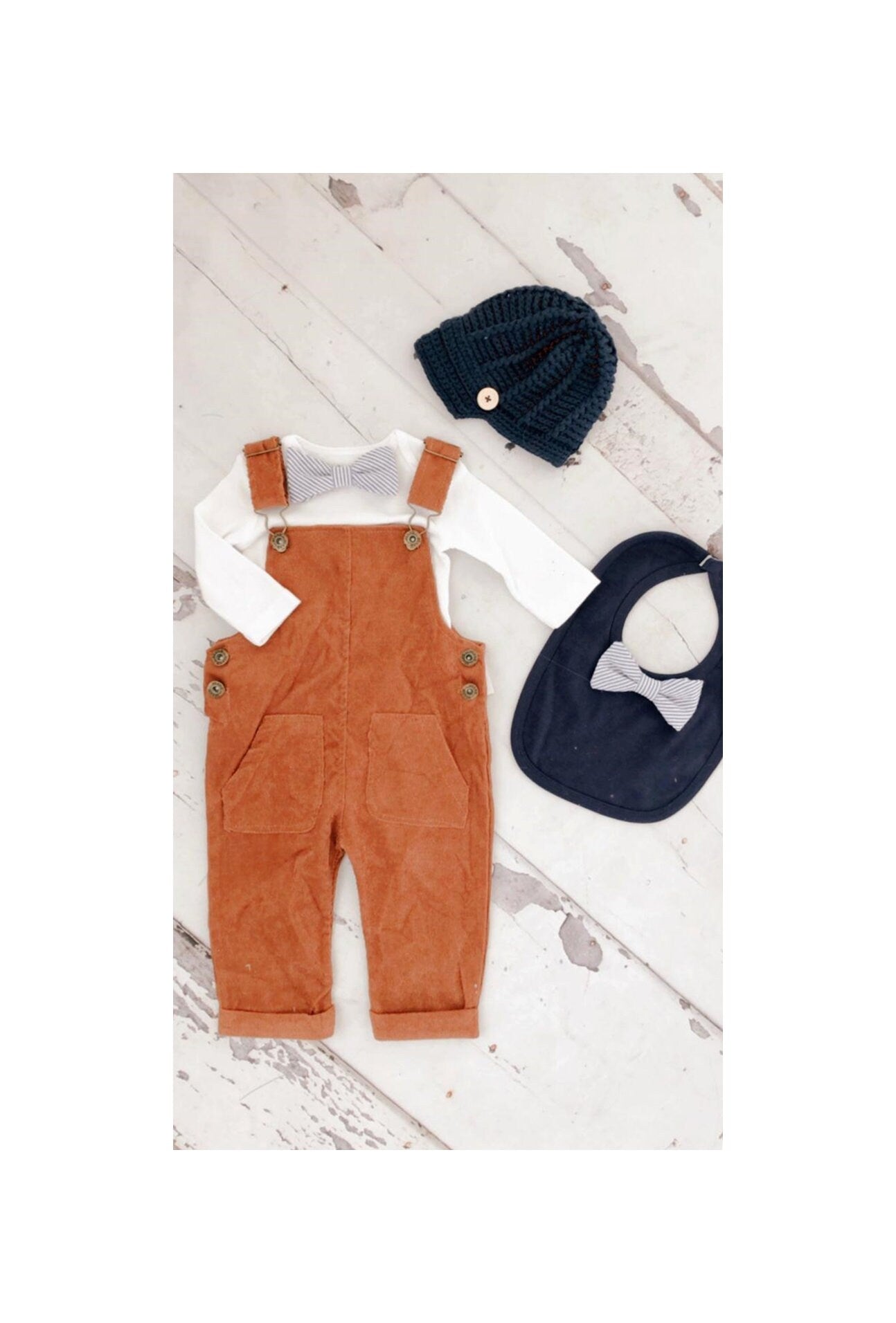 Thanksgiving Baby Boy Camel Corduroy Overalls & Seer Sucker BowTie Bodysuit 1st Birthday Newsboy Hat Pumpkin Spice Ginger Fall Autumn