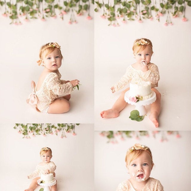 Summer Baby Girl Boho Lace Romper w Satin Blush Bow Headband Coming Home Outfit 1st Birthday Outfit Mommy Me Newborn Birthday Photo prop