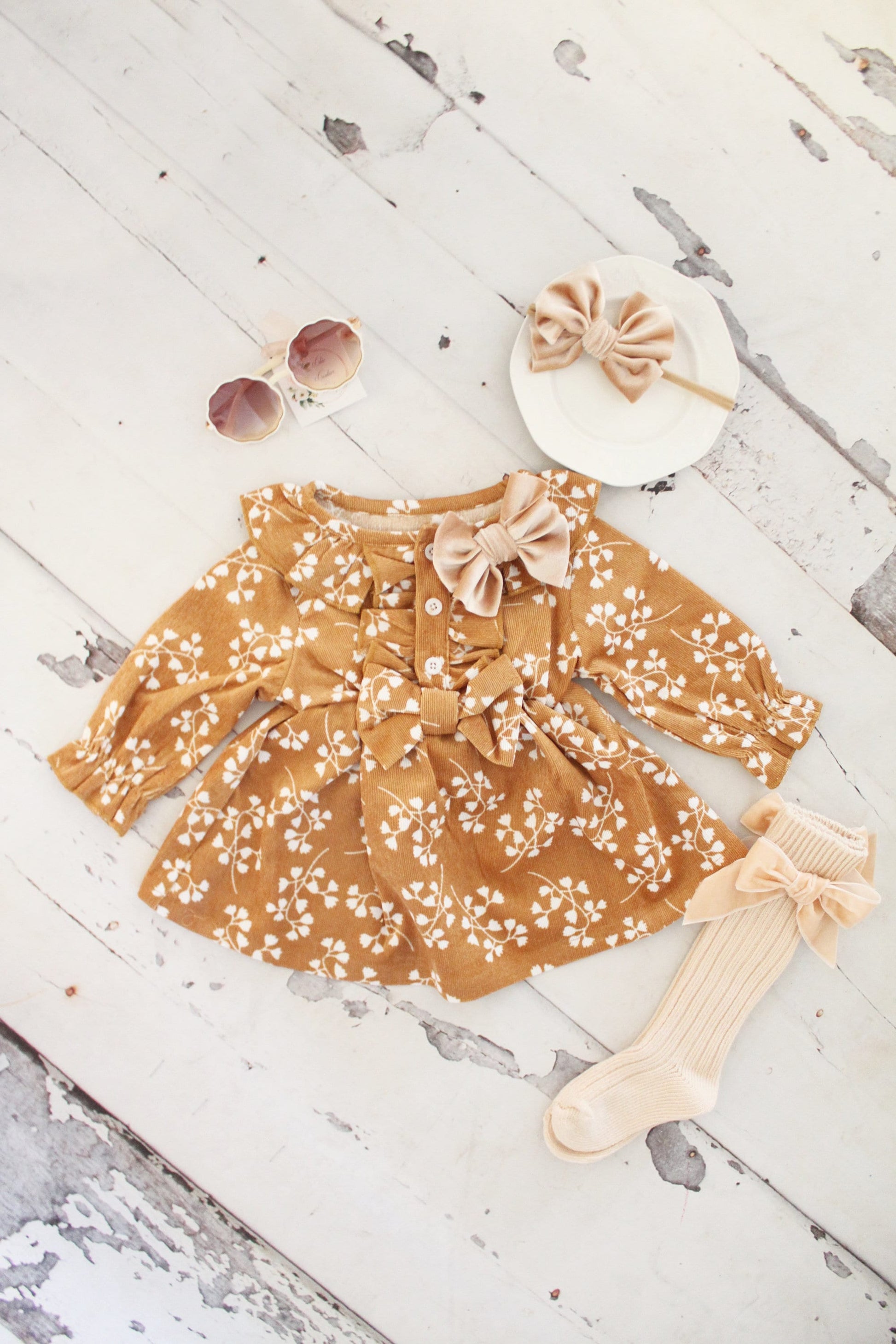 Boho Chic Fall Pumpkin Spice Baby Girl's Corduroy Dress, Girl Fall Outfit, Rustic Pumpkin Baby Girl Dress, 1st Birthday, Fall Outfit Ginger