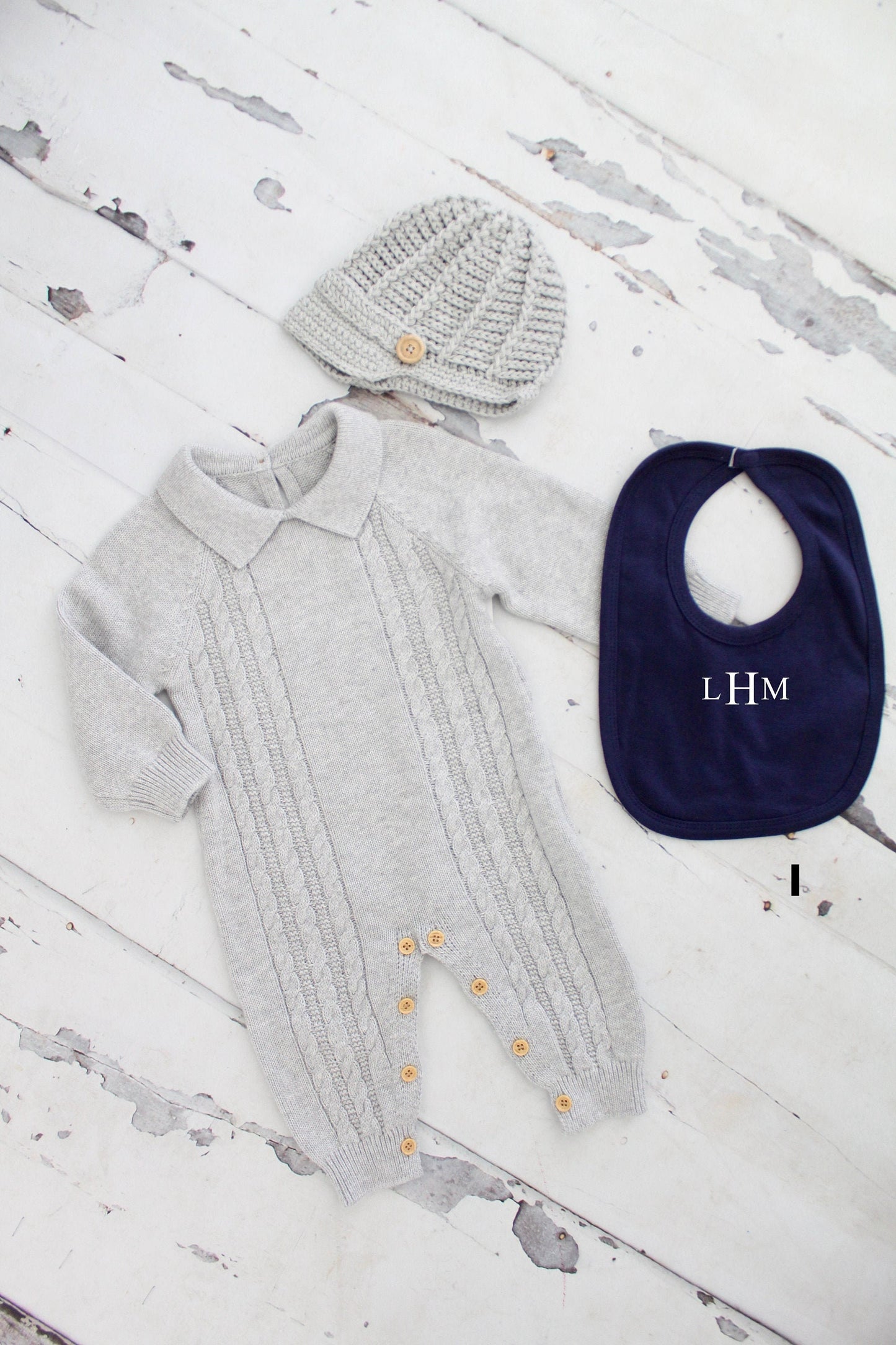 Christmas Holiday Baby Boy Sweater Jumpsuit Romper, Bib with Monogram or Name, Knit Newsboy Hat. Baby Boy Coming Home Outfit 1st Birthday