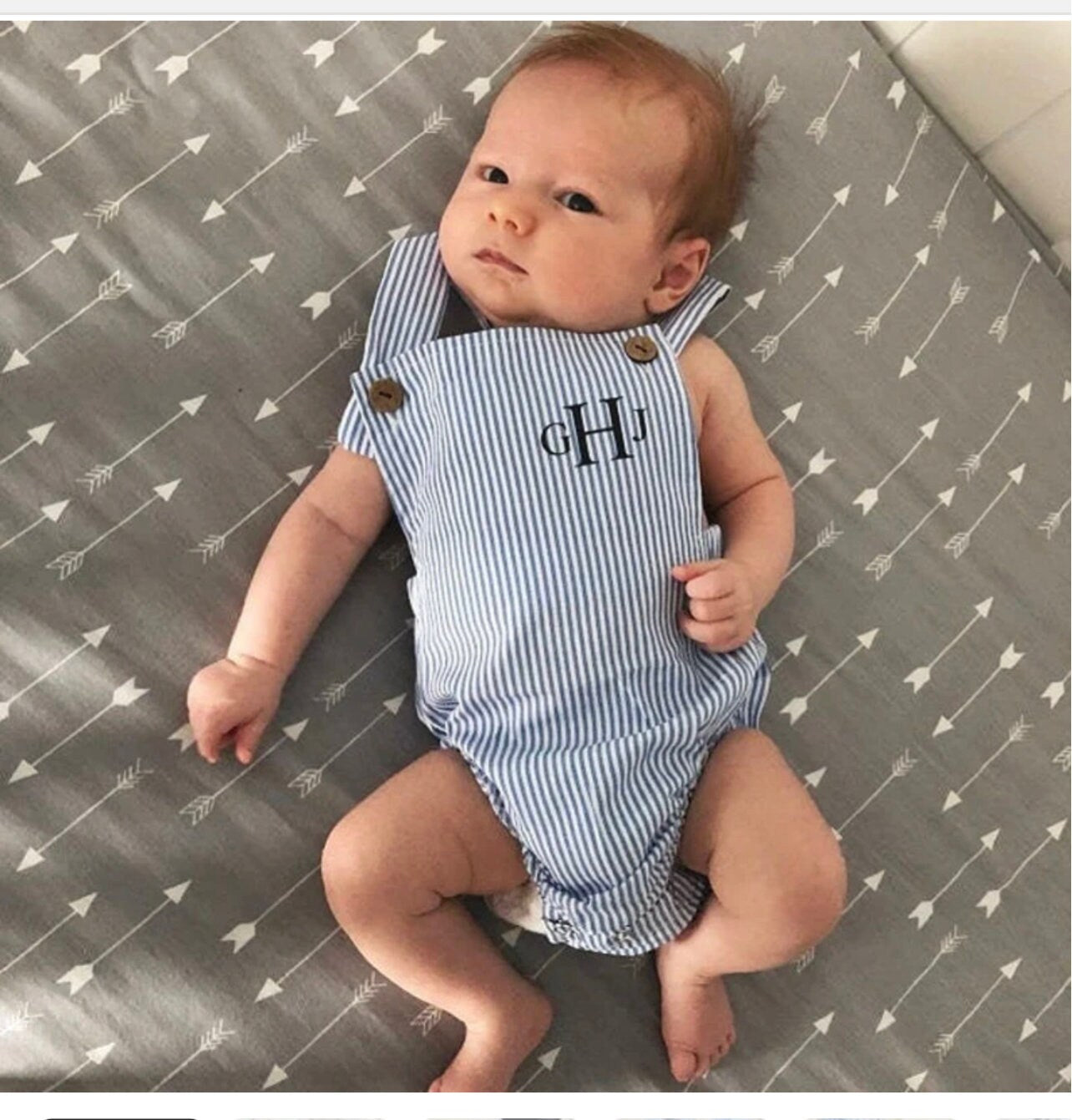 Holiday Baby Boy Romper with Monogram or Name. Solid or Striped Newborn Baby Boy Coming Home Outfit, 1st Birthday Outfit Newsboy Hat Dapper