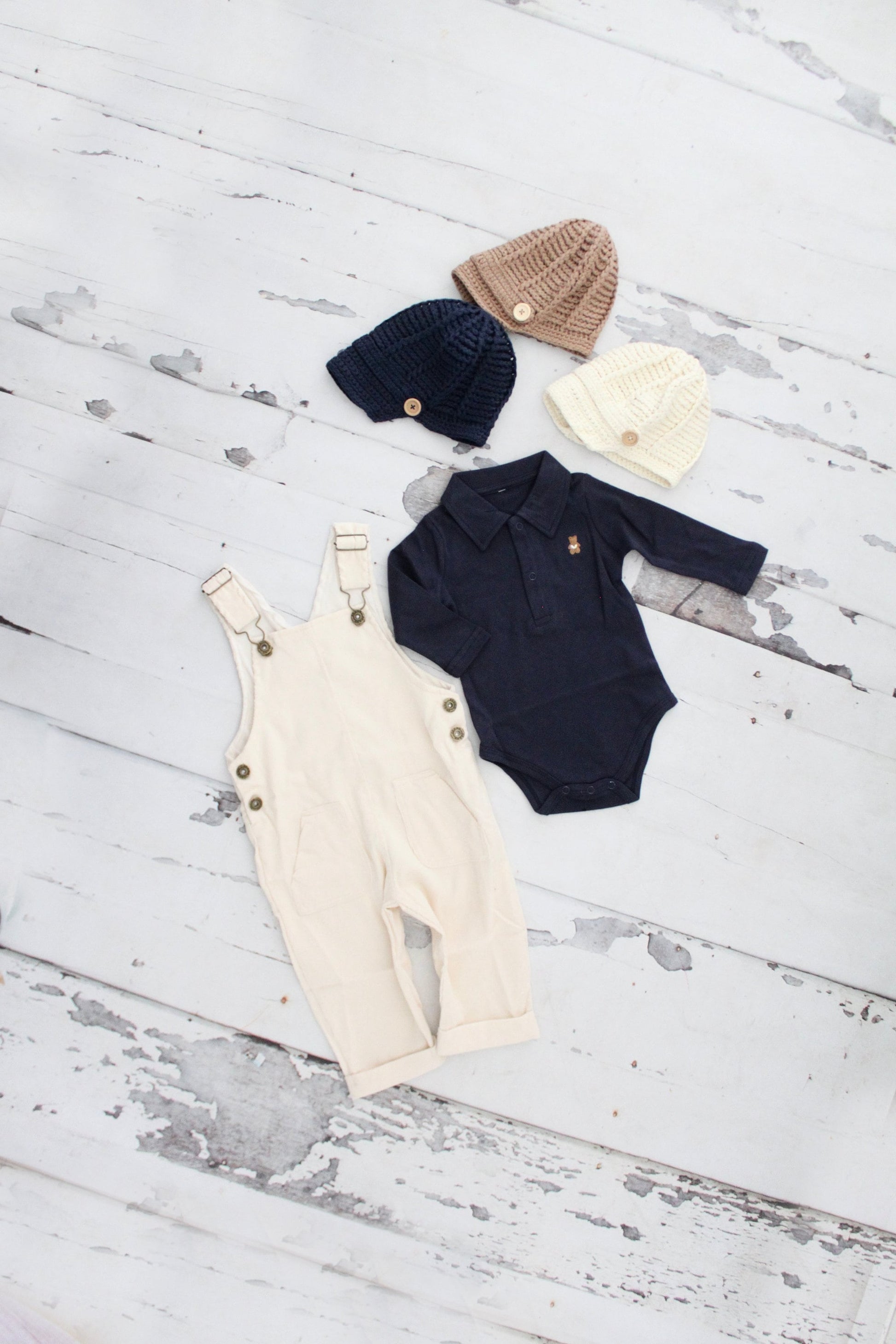 Christmas Holiday Baby Boy Corduroy Overalls Jumpsuit, Bear Appliqué Bodysuit, Knit Newsboy Hat Baby Boy Coming Home Outfit 1st Birthday