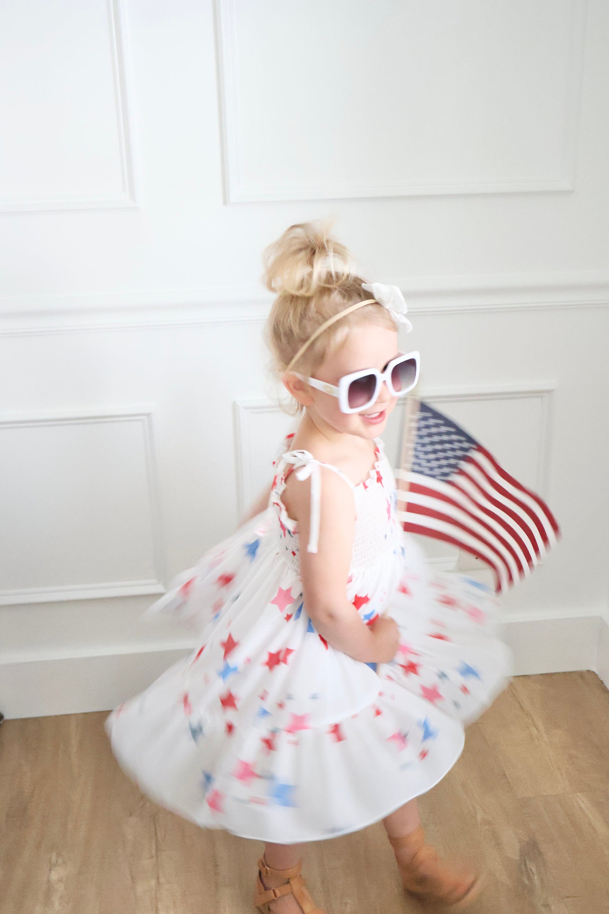 Size 3 months - 4T 4th of July Tulle Dress. Independence Day Dress Stars and Stripes. Red white and Blue. Summer, Sunhat, Sunglasses, Baby