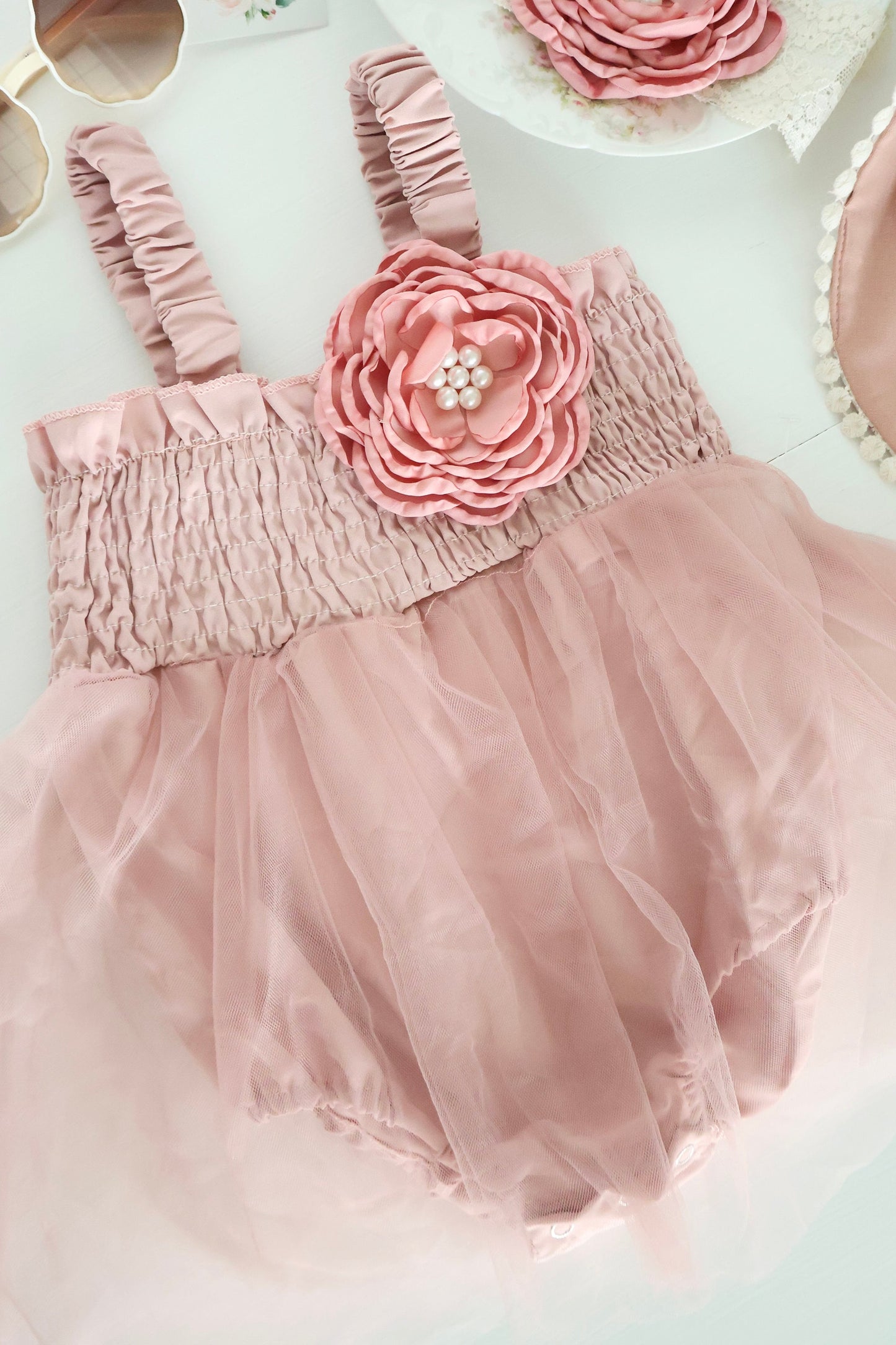 Baby Girl Christmas Holiday Boho Tulle Dress Romper, Hot Pink Chiffon Rose Bow Coming Home Outfit Baby Shower Gift Newborn Coming Home