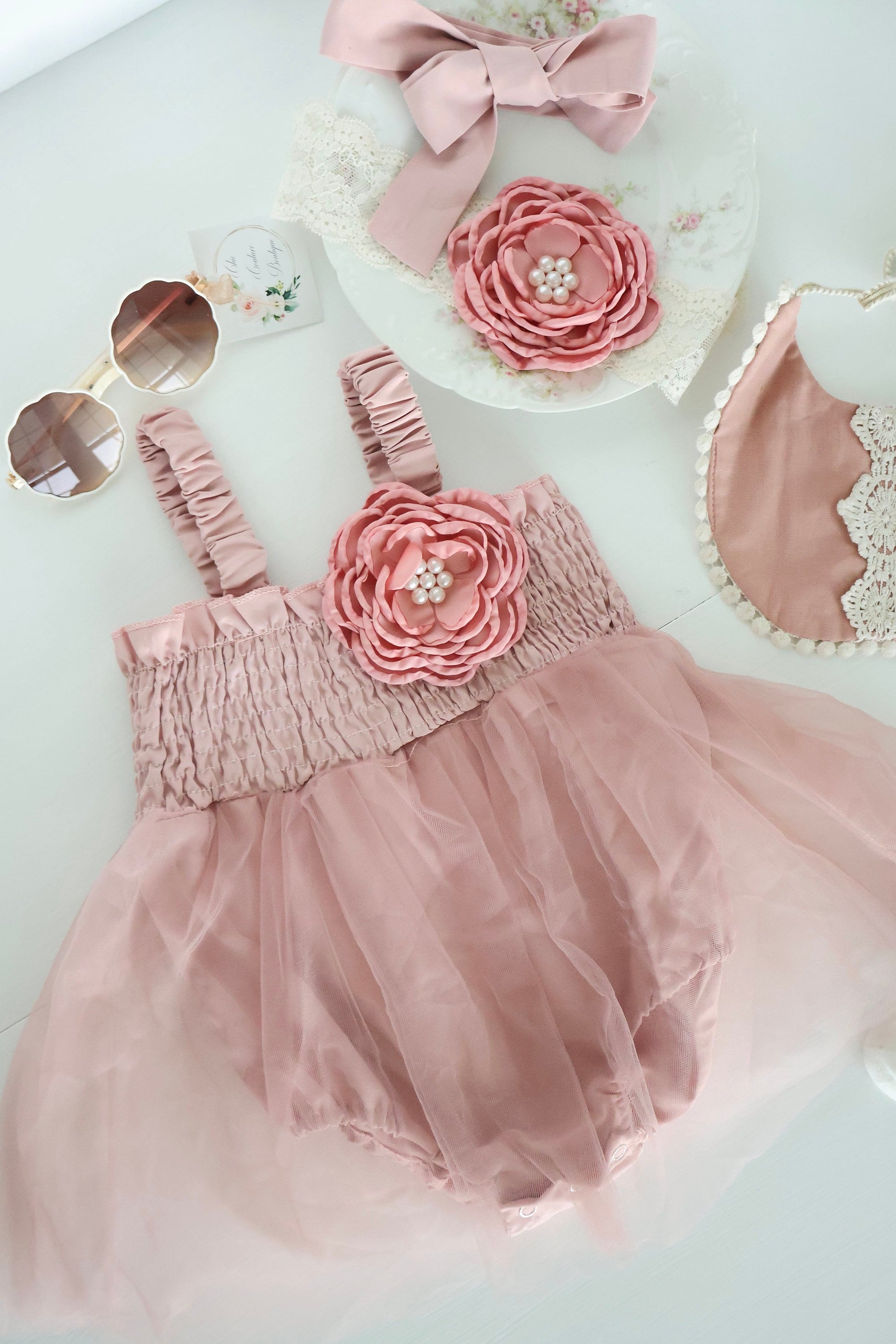 Baby Girl Christmas Holiday Boho Tulle Dress Romper, Hot Pink Chiffon Rose Bow Coming Home Outfit Baby Shower Gift Newborn Coming Home