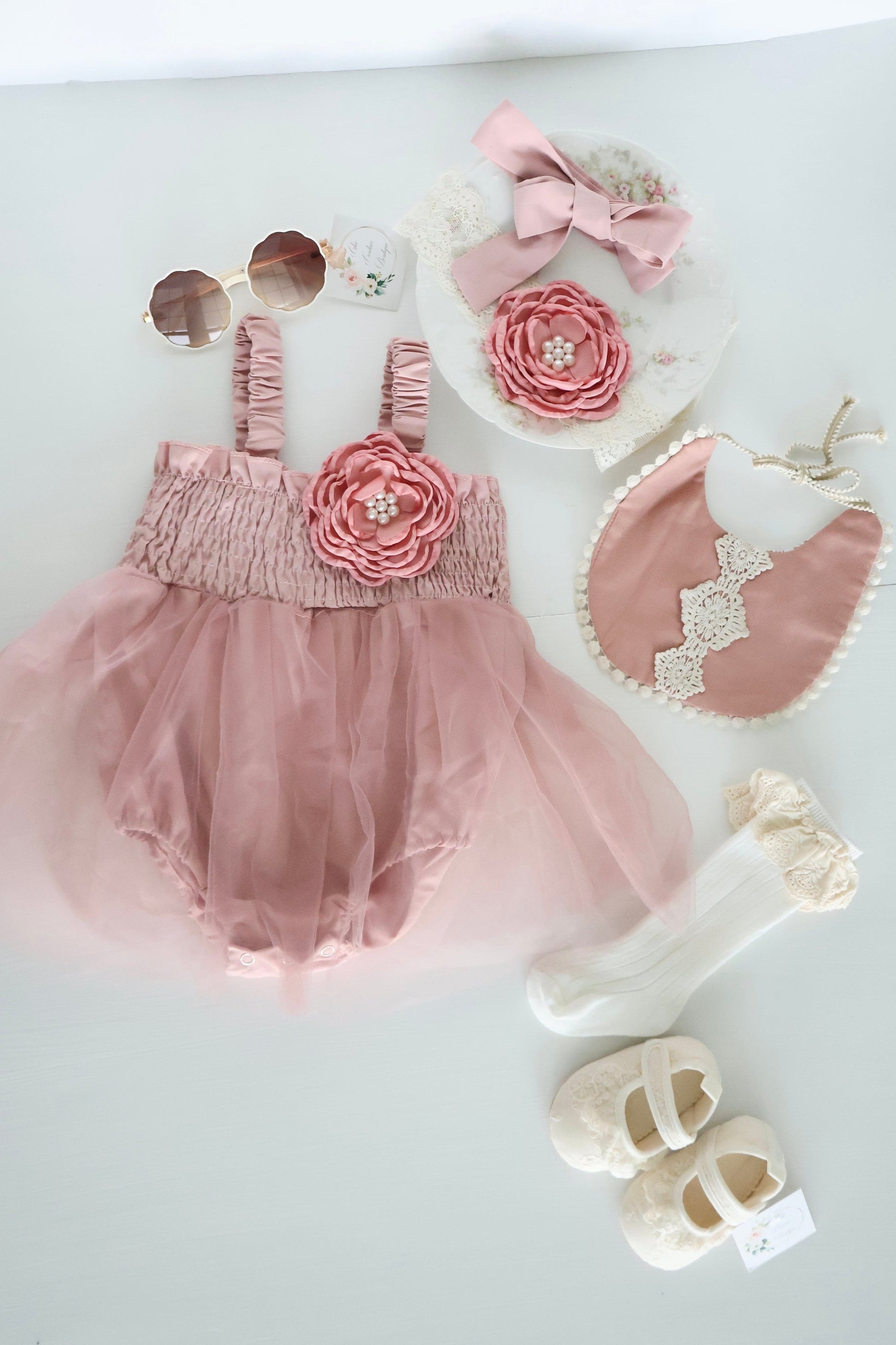 Baby Girl Christmas Holiday Boho Tulle Dress Romper, Hot Pink Chiffon Rose Bow Coming Home Outfit Baby Shower Gift Newborn Coming Home