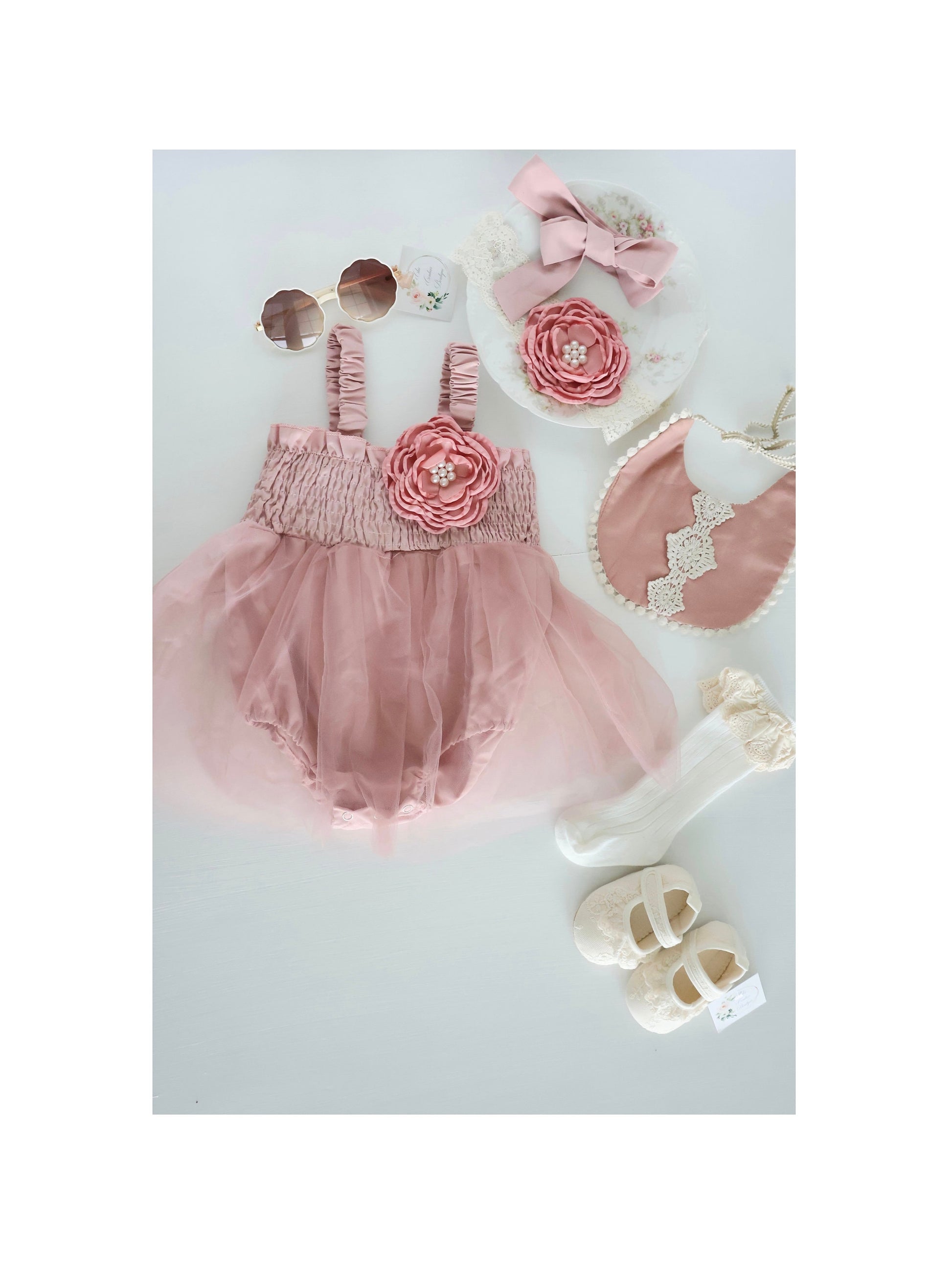 Baby Girl Christmas Holiday Boho Tulle Dress Romper, Hot Pink Chiffon Rose Bow Coming Home Outfit Baby Shower Gift Newborn Coming Home