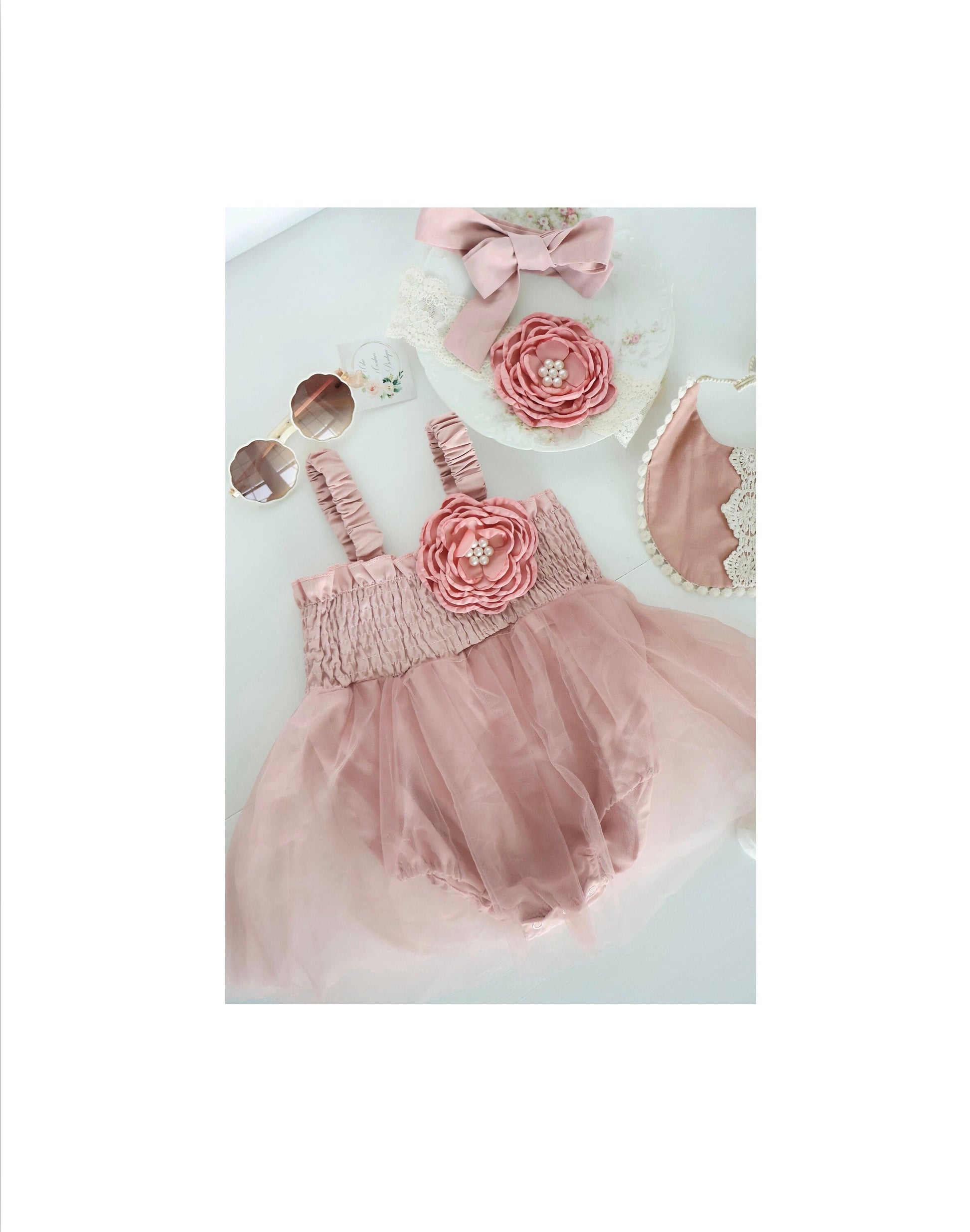 Baby Girl Christmas Holiday Boho Tulle Dress Romper, Hot Pink Chiffon Rose Bow Coming Home Outfit Baby Shower Gift Newborn Coming Home