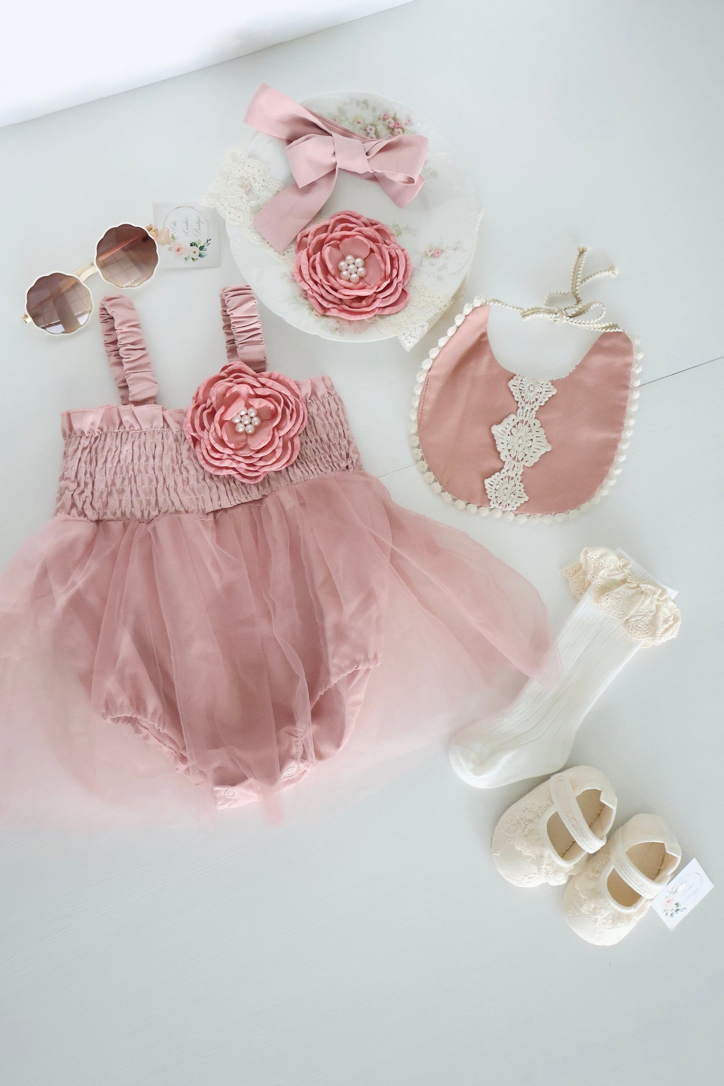 Baby Girl Christmas Holiday Boho Tulle Dress Romper, Hot Pink Chiffon Rose Bow Coming Home Outfit Baby Shower Gift Newborn Coming Home