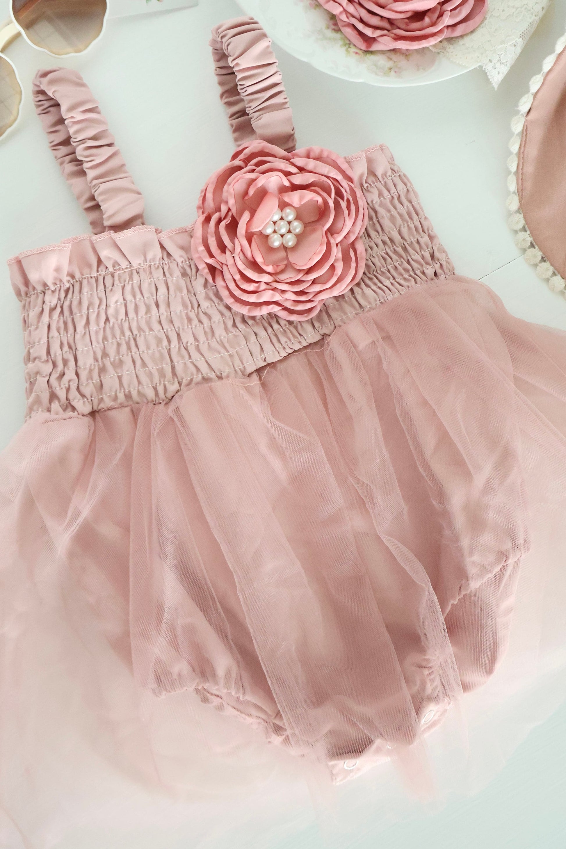 Baby Girl Christmas Holiday Boho Tulle Dress Romper, Hot Pink Chiffon Rose Bow Coming Home Outfit Baby Shower Gift Newborn Coming Home