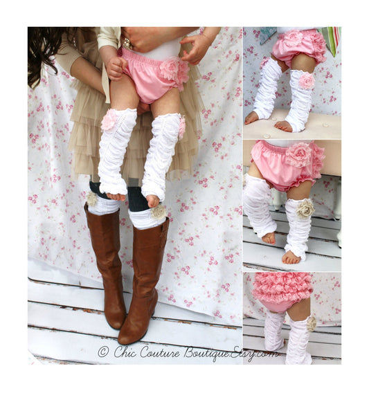 Fall Autumn Baby Girl Chiffon Rose Ruffle Leg Warmers. Boot Socks Cuffs. Baby's 1st Birthday Outfit Gift Mommy and Me Matching Gift